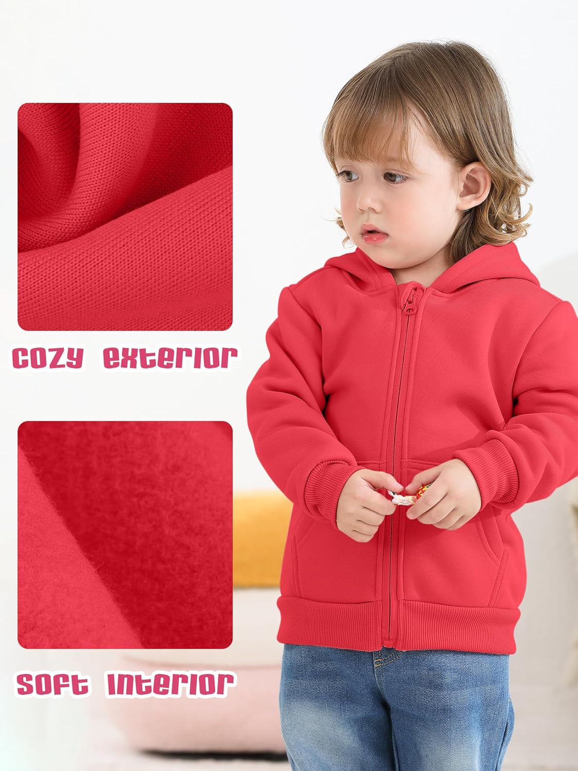 Cooraby 3 Pieces Baby and Toddler Girls Fleece Full-Zip Hoodies Lightweight Jacket with Pockets Winter Coat for Baby Girls