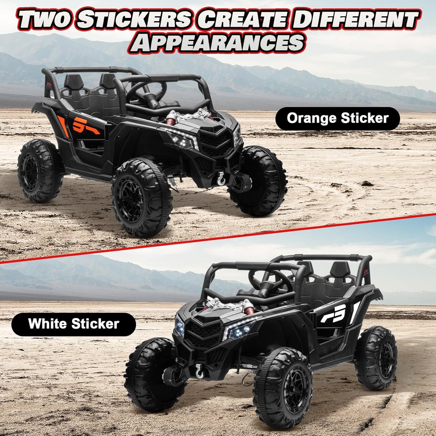 Electric Car for Kids, JOYRACER 24V Ride on Car Battery Powered Off-Road UTV w/Remote Control, 3 Speeds, 4x150W Powerful Motors, 18" Seat, Bluetooth, MP3, Electric Vehicles with Big Pull Bow