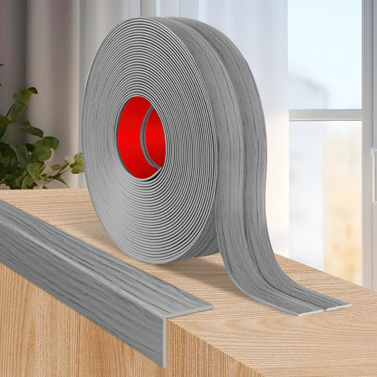 Flexible Wall Corner Protector Moulding Trim Peel and Stick Wall Corner Guards Edge Protector Self Adhesive Molding Trim Strip for Edge Ceiling (Light Gray Wood Grain, 0.8 in x 40 Ft)