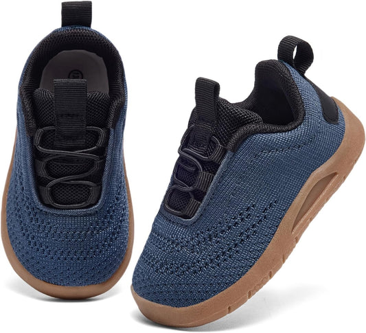 MORENDL Toddler Slip On Sneakers Baby Walking Shoes Non-Slip Breathable Unisex Pink Mesh Lace-Up Athletic Sneakers Infant Running Shoes