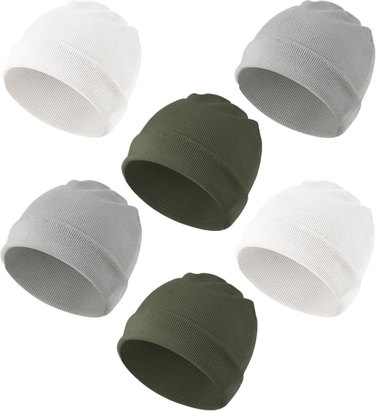 Konssy 6 Pack Baby Beanie Hats for Unisex, Toddler Beanies Baby Girl Boy Hat Warm Cap for Infant, Toddler