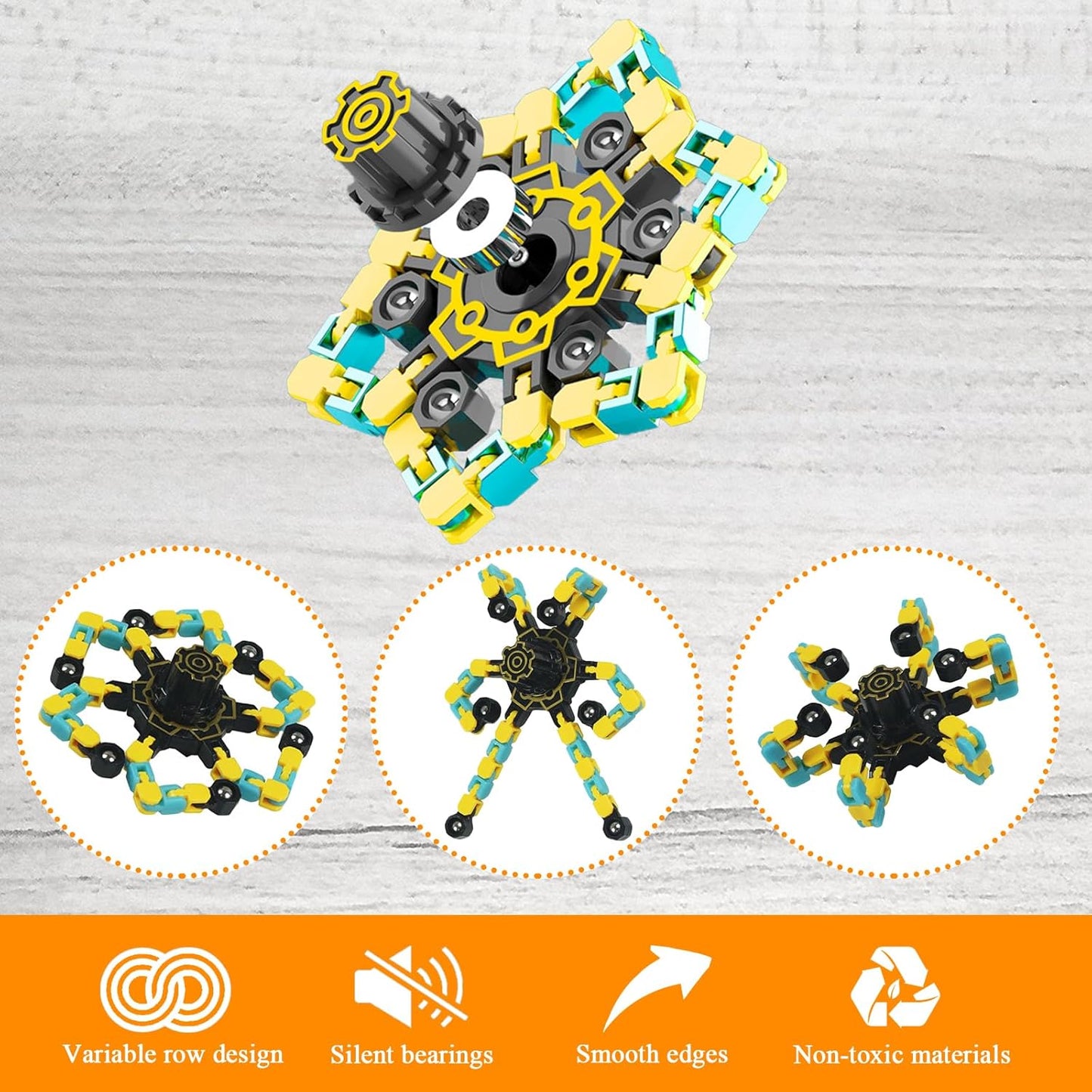 8 PCS Noctilucent Transformable High Speed Rotation Fidget Spinners Toys for Kids and Adults Stress Relief Fingertip Toys for Boys and Girls Fingertip Gyros for ADHD Autism for Kids