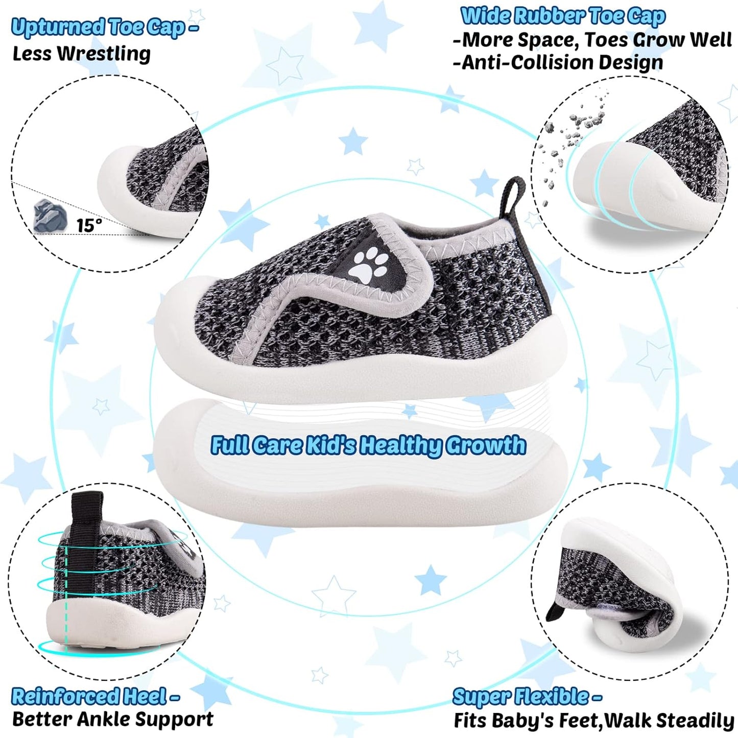 Charrost Toddler Baby Girl Boy First Walking Shoes Checkered Sneakers Sizes 3/4/5/6/7/8T. Soft, Cute,Flexible for First Walkers. Non-Slip, Slip On, Wide Toe Box Indoors Outdoors