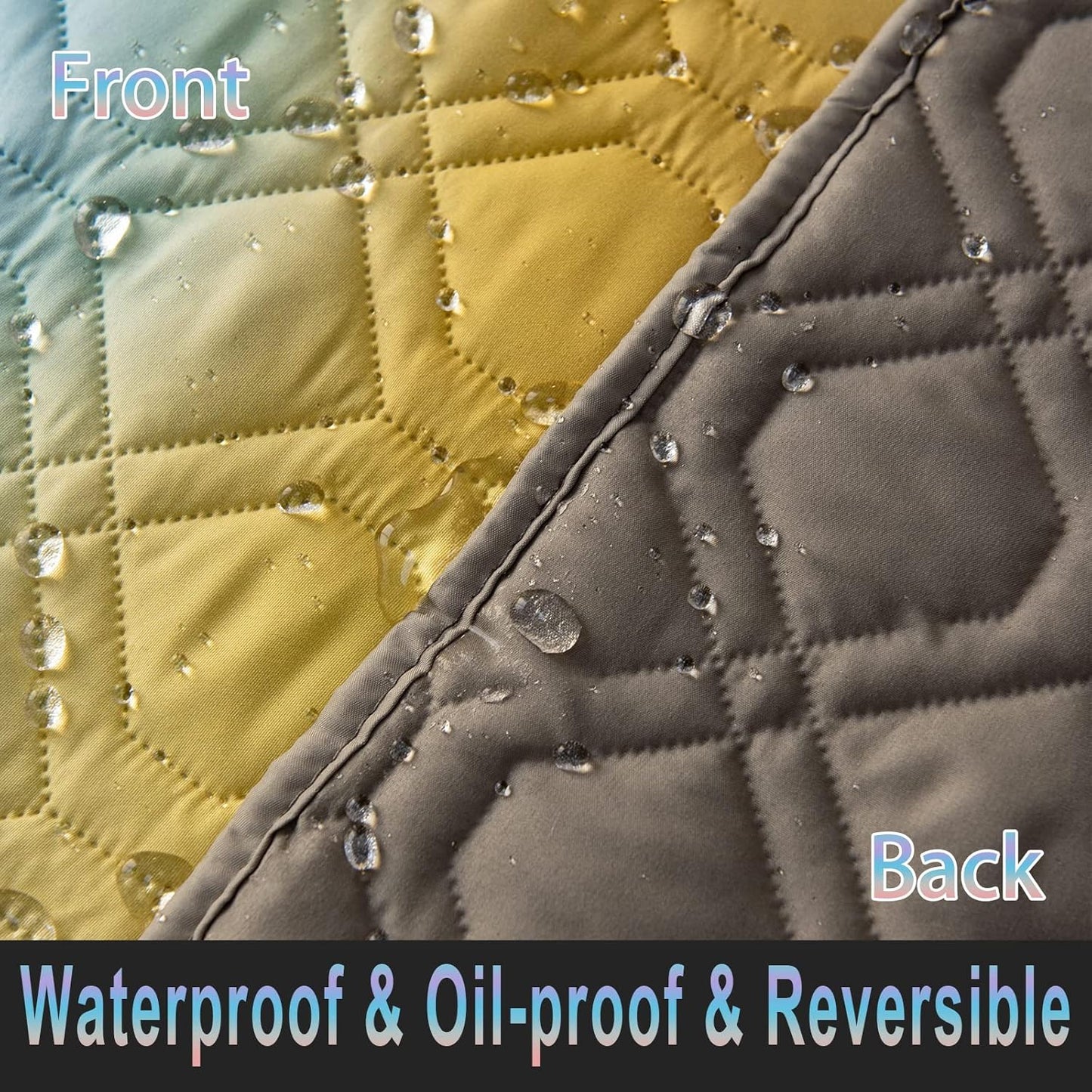 100% Waterproof Dog Bed Cover 68x82 inch Reversible Changing Pad Reusable Camping Mat for Kids/Pet/Dog/Cat Washable Geometric Embroidery Blanket Patchwork Rainbow Ombre Printed+Gray