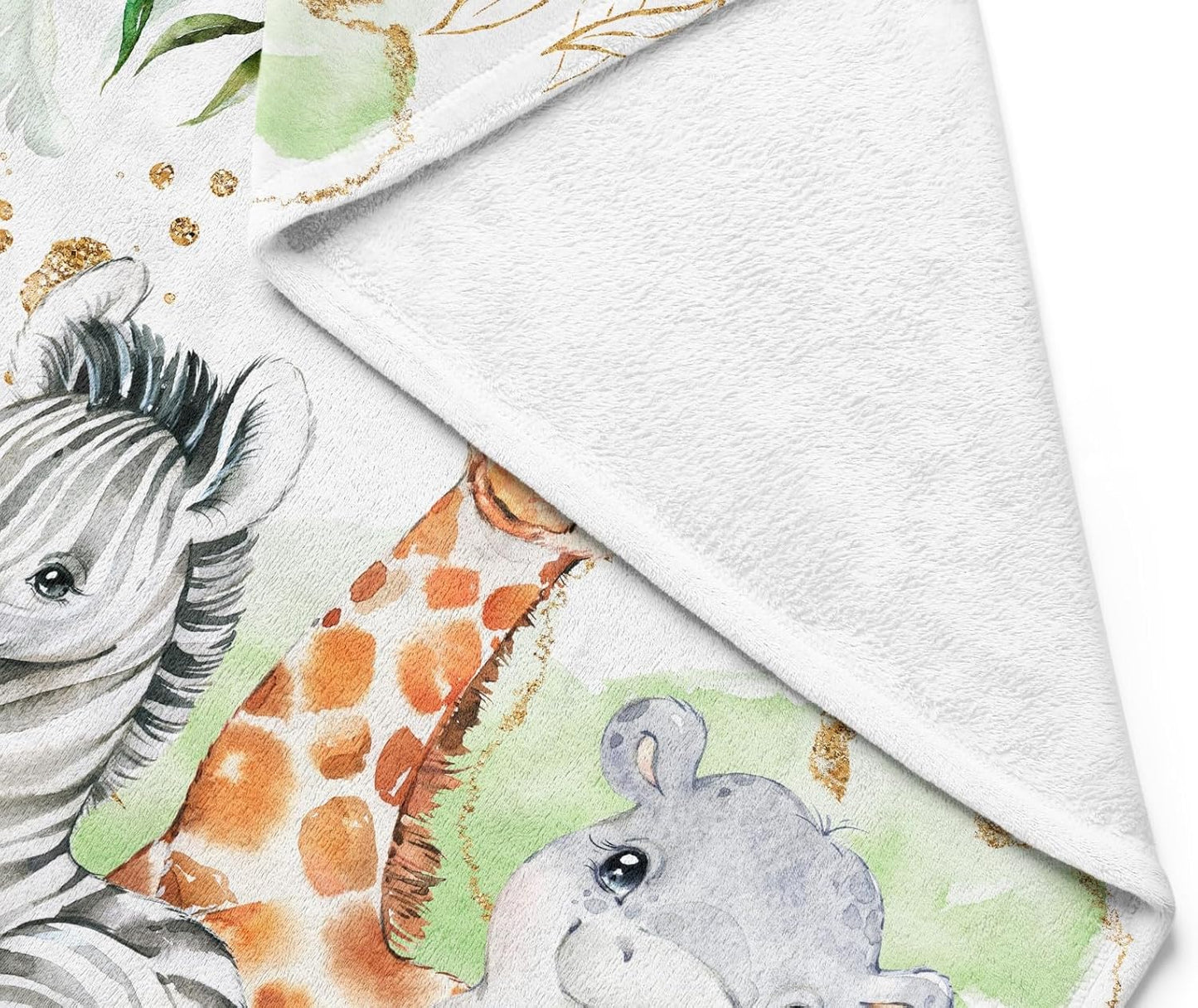 UNIQUE Safari Ultra Soft Fleece Baby Blanket 30x40in, Cute Zebra Hippo Giraffe Baby Blanket, Gender Neutral