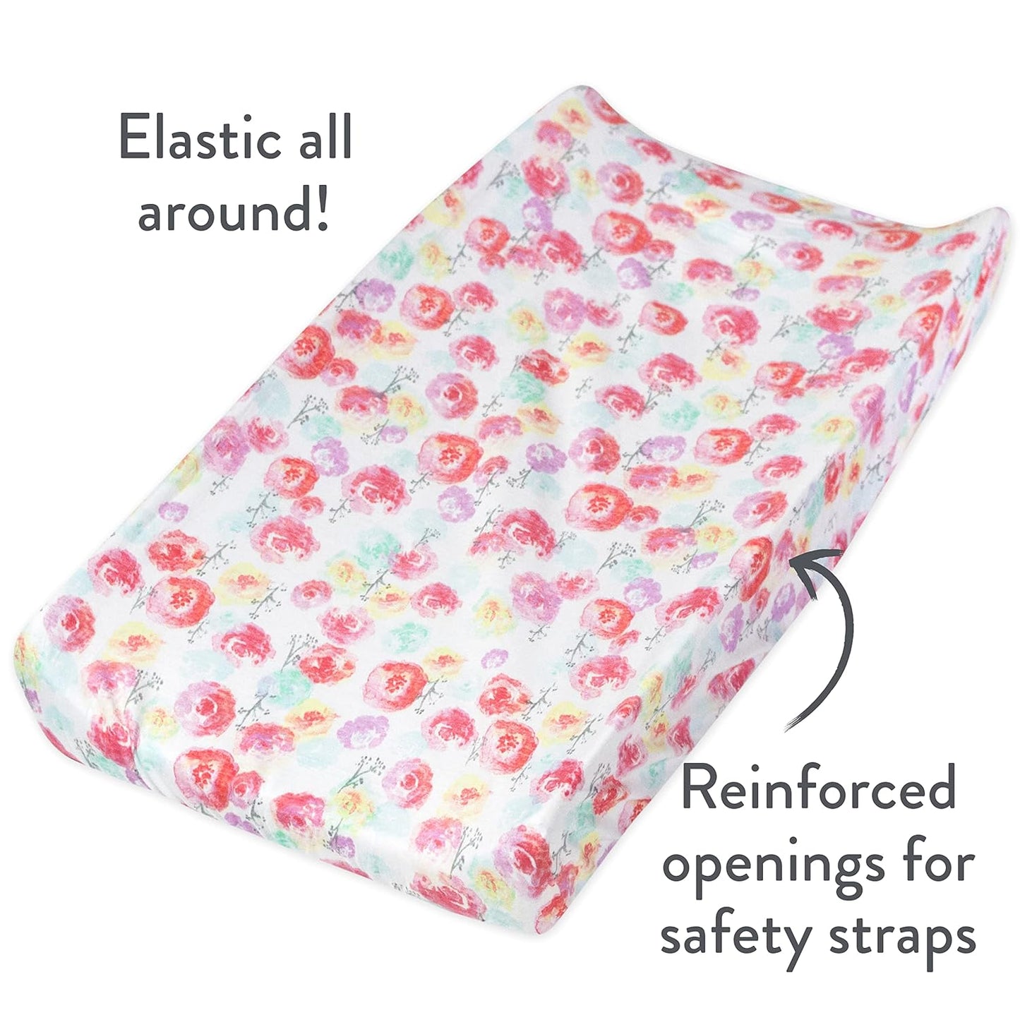 HonestBaby Girls Organic Cotton Changing Pad Cover, Rose Blossom, One Size