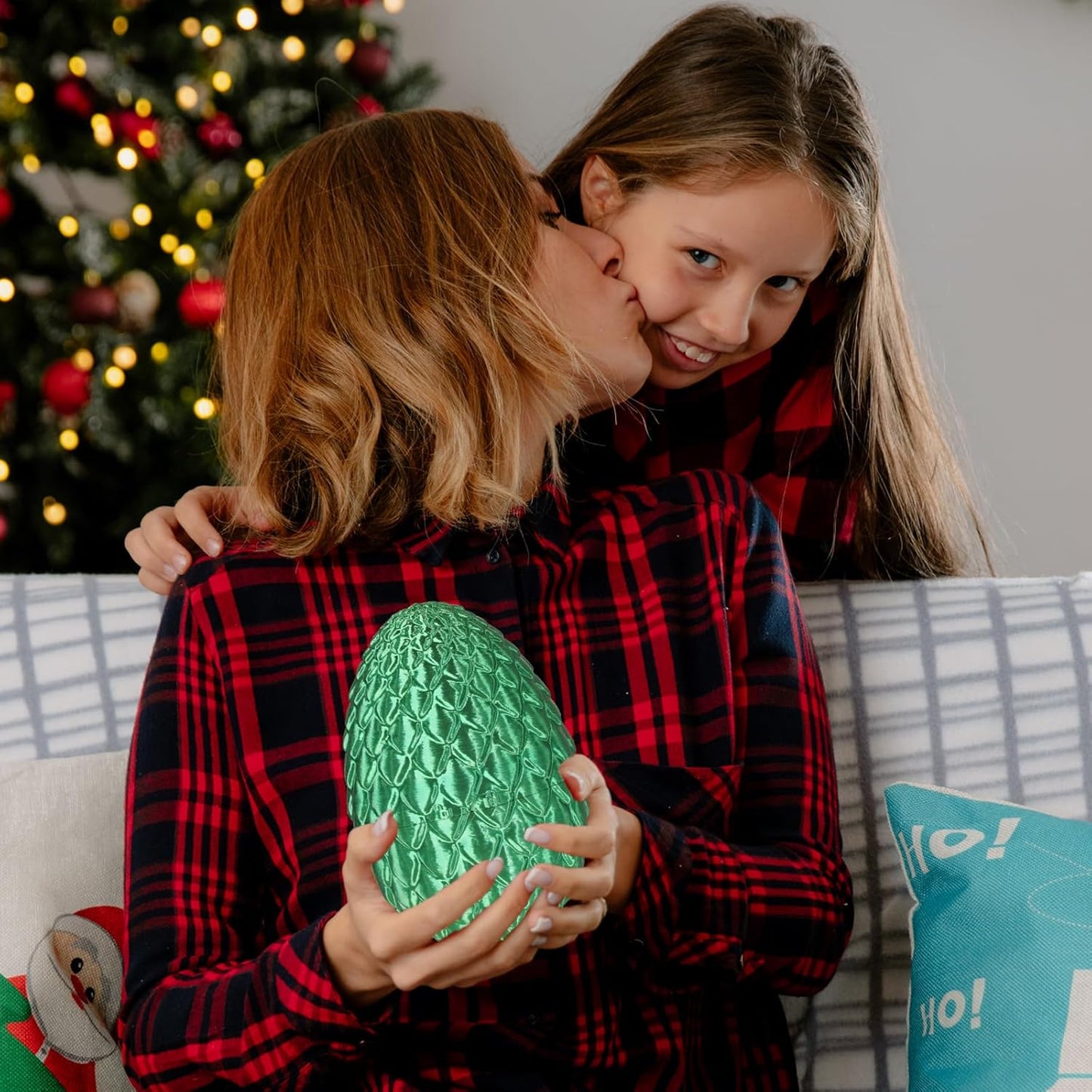 Large Dragon Eggs with Dragon Inside, 3D Printed Surprise Funny Gifts for Kids, Articulated Dragon Fidget Toys for Adults, Executive Desk Toys Office Room Décor (Christmas Green)