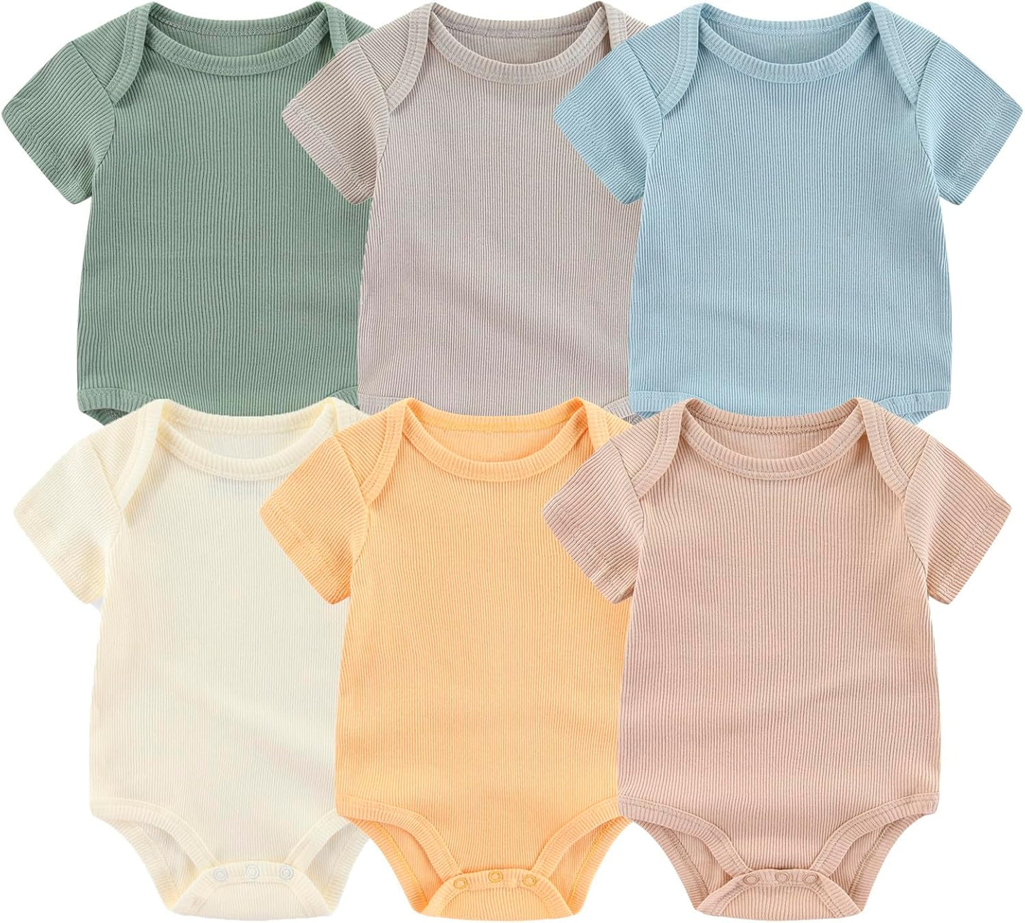 Newborn Baby Boy Girl Short Sleeve Bodysuits Cotton One-Piece Baby Clothes 6-Pack