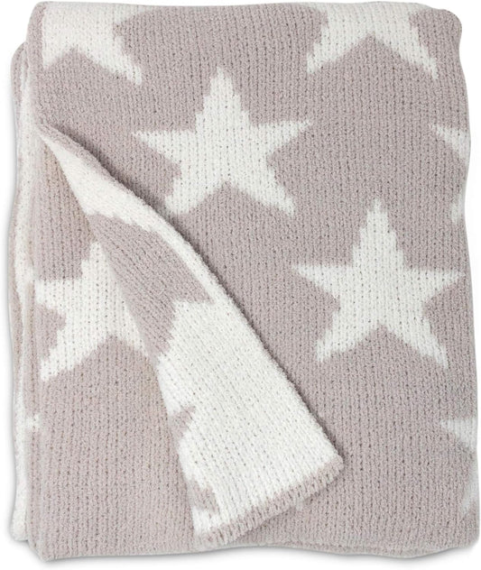 Living Textiles Grey Stars Chenille Soft Baby Blanket Reversible Premium Cozy Fabric for Best Comfort - for Infant,Toddler,Newborn,Nursery,Boy,Girl,Unisex,Throw,Crib,Stroller,Gift, Grey Stars 40x30
