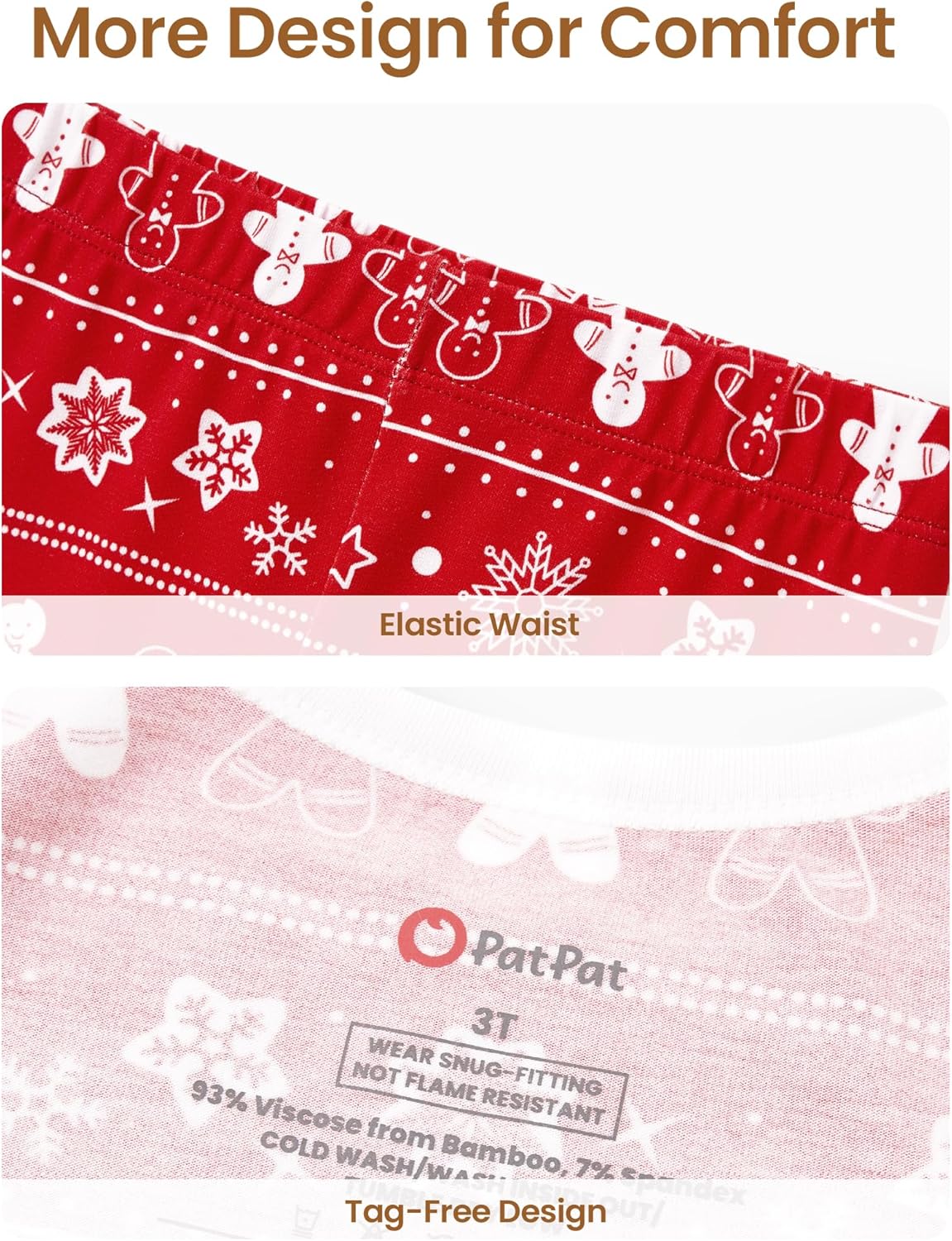 PATPAT Bamboo Viscose Pajama Set for Toddlers with Improved Tensile Strength, Snug Fit Pjs Sleeper for Baby Boys Girls Kids