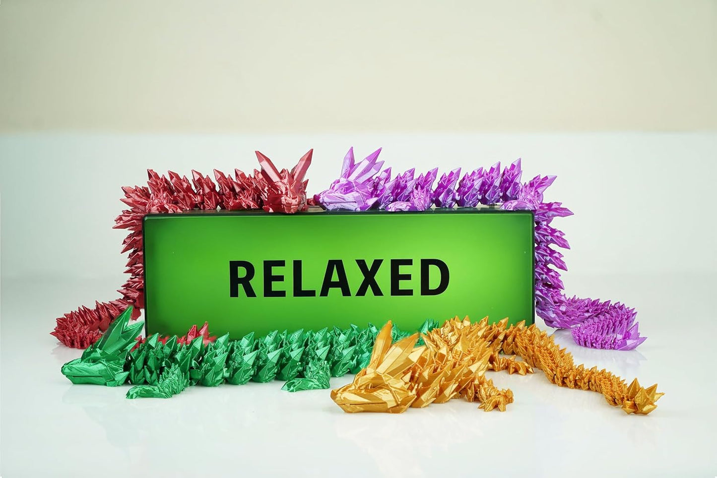 2PCS 16.5inches 3D Printed Dragon,Fidget Toy Dragon for Autism/ADHD, Executive Desk Toys,Home Office Decor (red/Purple)