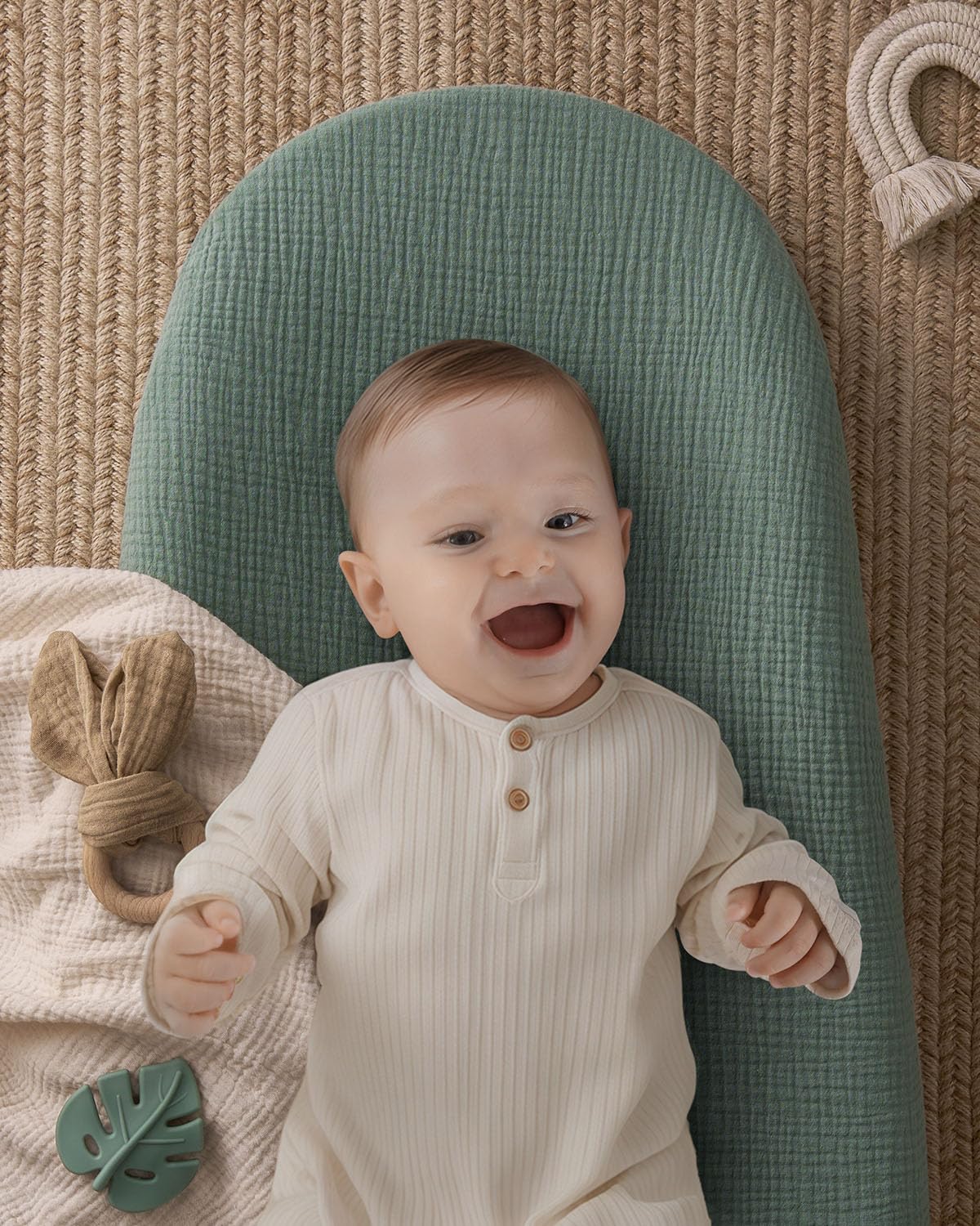 Blissful Diary Muslin Baby Changing Pad with Waterproof Lining Foam, Diaper Changing Table Pad with Cover for Dressers (Roman Green, Avocado)