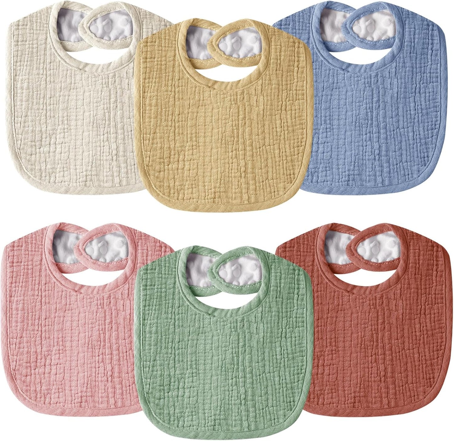 Muslin Baby Bibs for Unisex Boys Girls, Cotton Drool Bibs, Adjustable Newborn Bibs for Drooling and Teething