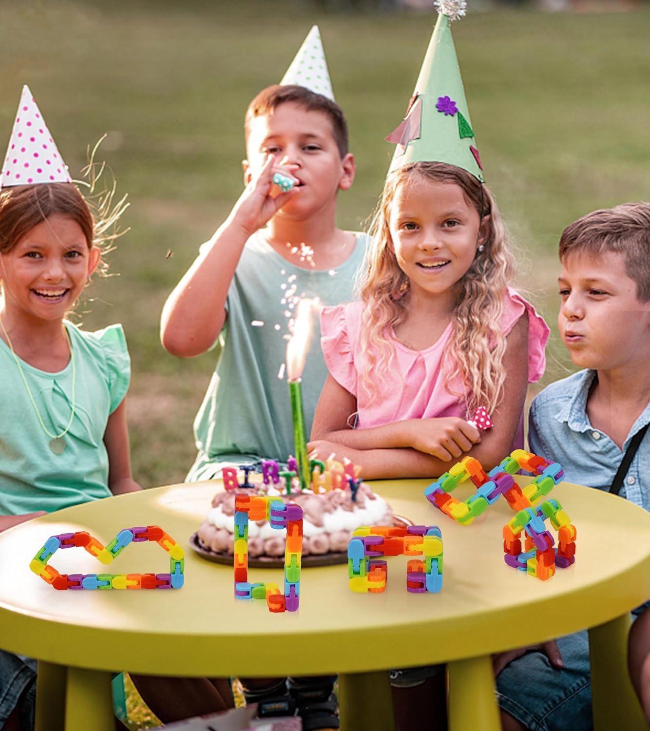 Ganowo 24 Pack Fidget Toy Wacky Tracks Snap and Click Fidgets Sensory Toys Party Favors ,Classroom Reward,School,Valentines Gifts for Adults ,Kids,Teens ,Students