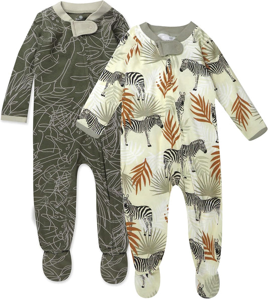 HonestBaby Baby Sleep N' Play One-Piece Zip-Front Footed Organic Cotton Pajama Sleeper