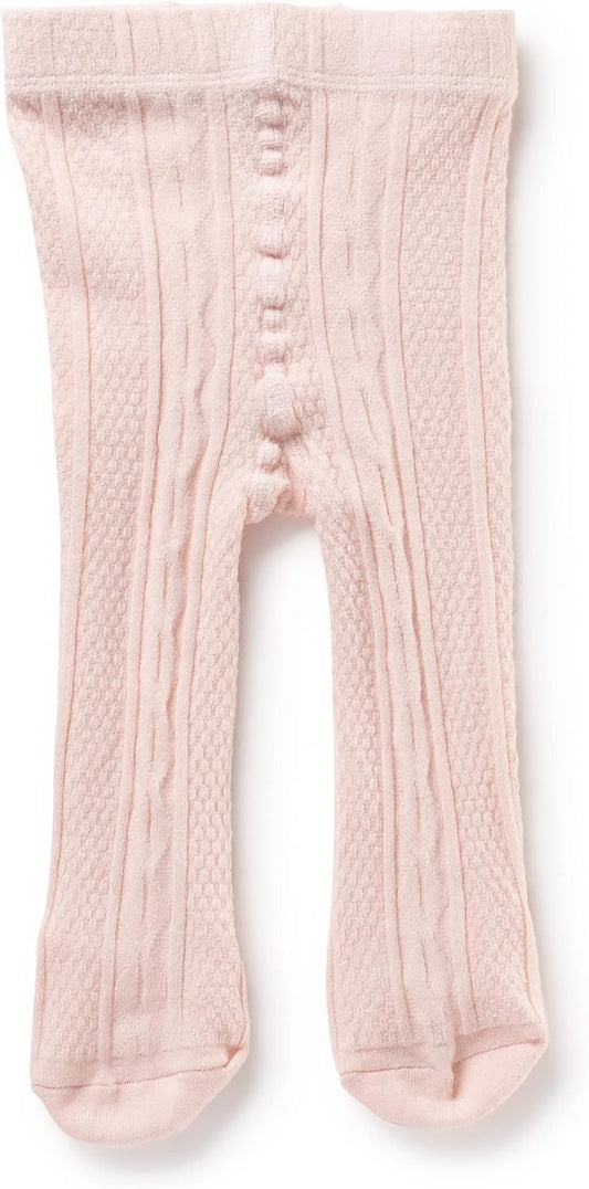 Silky Toes Luxurious Cotton Tights for Baby Girls 1 Pk Cable Knit Winter Footed Leggings
