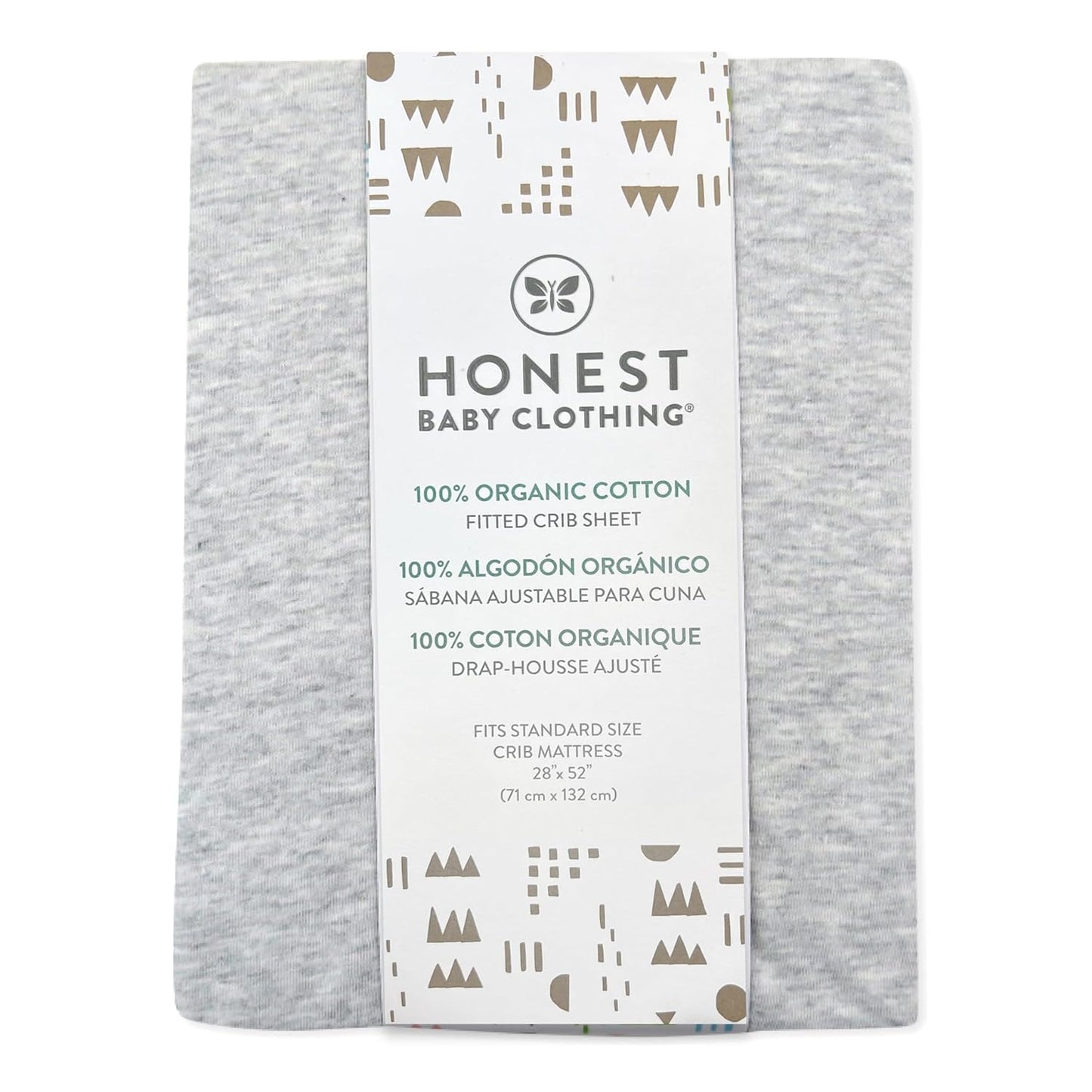 HonestBaby Unisex-Baby Fitted Crib Sheets Set Standard Mattress, 100% Organic Cotton Baby Boys, Girls, Neutral, 1 Pack - Sugar Swizzle, One Size