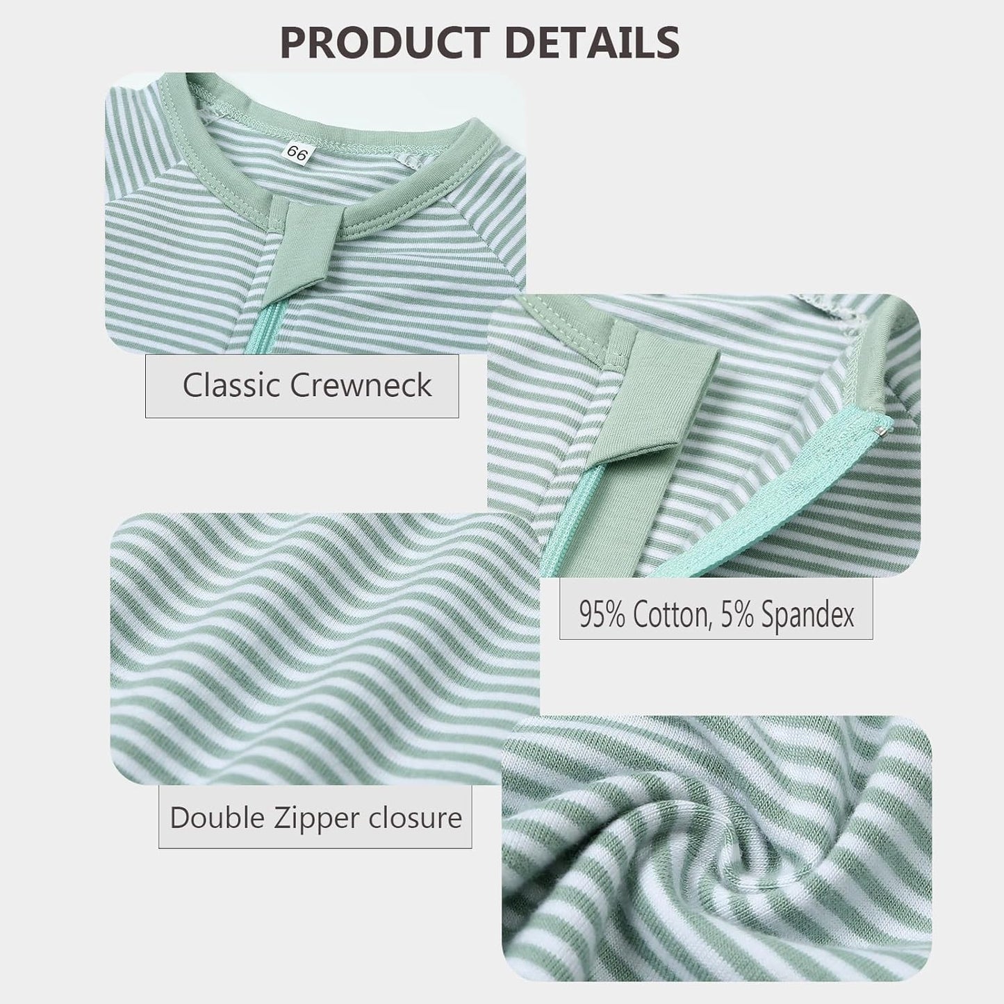 Feidoog Baby Boys 2Pack Rompers Summer Short Sleeve 2 Way Zipper One-Piece Romper Jumpsuit Sleep and Play