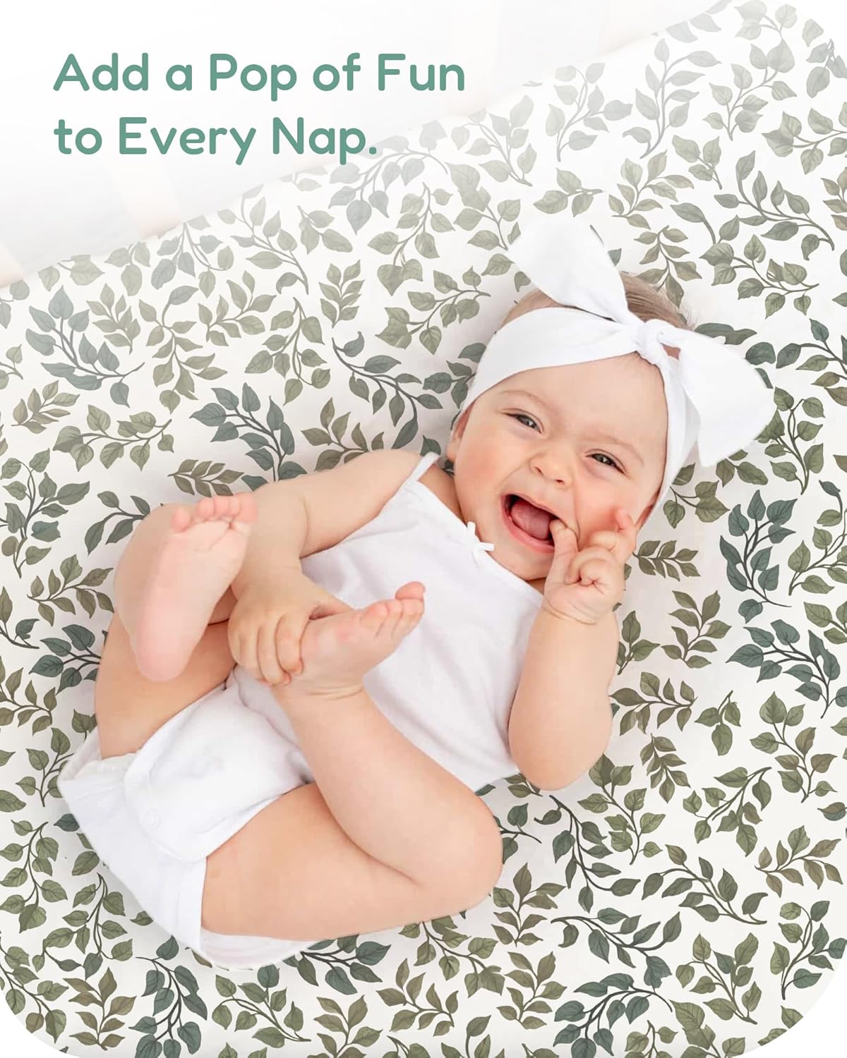 Baby Crib Sheets for Standard Crib Mattress - Green+Leaf, Ultra Soft and Durable, Cozy and Breathable, Fits 28''x52''x9'' Extra Deep Pocket