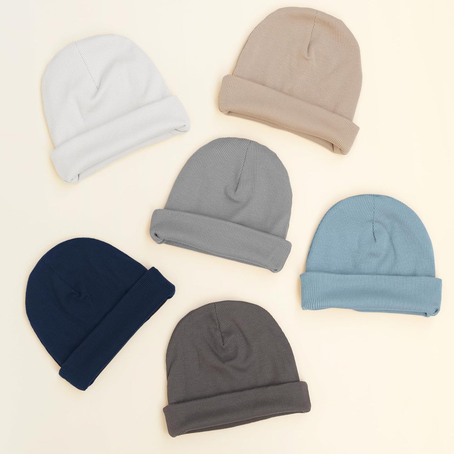 Konssy 6 Pack Baby Beanie Hats for Unisex, Toddler Beanies Baby Girl Boy Hat Warm Cap for Infant, Toddler