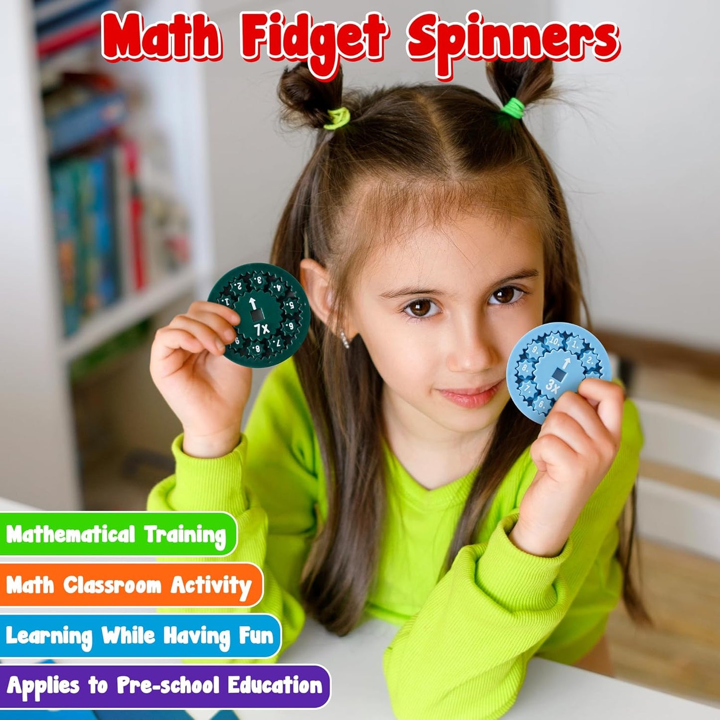 9Pcs Math Fidget Spinners Multiplication Division Flying Fidget Spinner Round Number Finger Spin Game Toys Kids Educational Math Fact Games for Stimmer Fidgeter Learning Multiply Or Divide