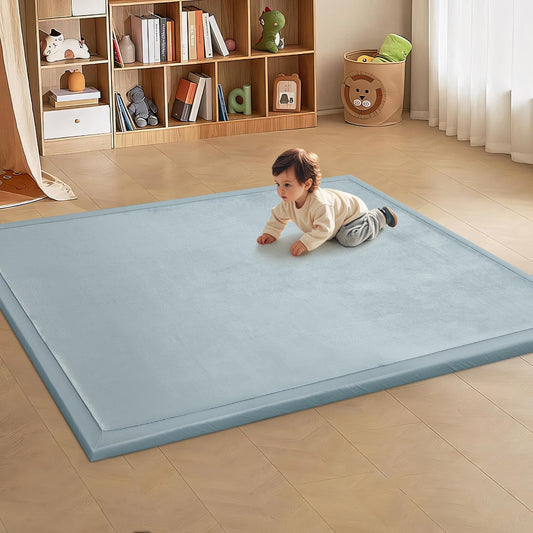 MABOZOO Extra Thick 1.3 Inch Baby Play Mat, 74 * 50 Inch Baby Floor Mat Memory Foam Playpen Pad for Babies, Toddlers, Infants, Playmat Crawling Cushion Activity Playmat for Indoor & Outdoor