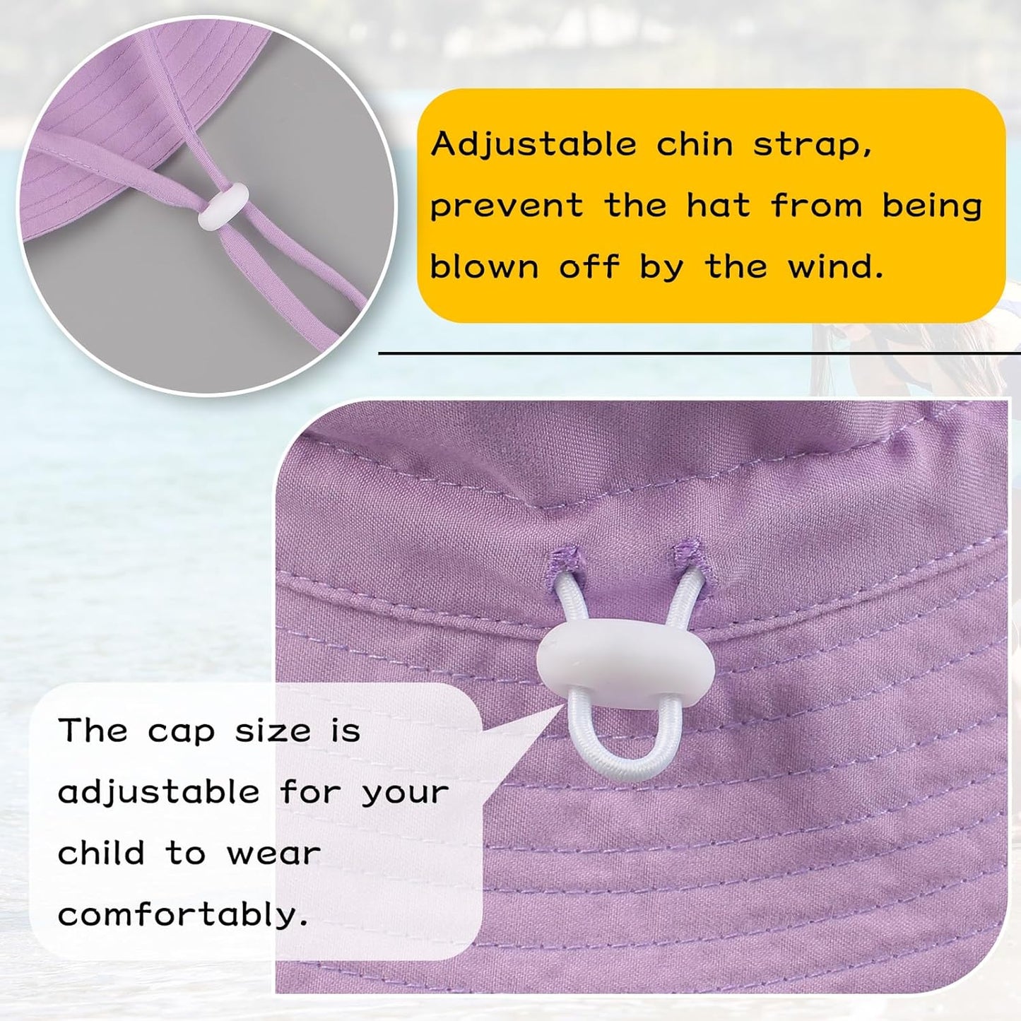 Peecabe Summer Baby Sun Hat for Boys Girls UPF 50+ Wide Brim Toddle Bucket Hat Adjustable Baby Beach Cap 0-8 Years