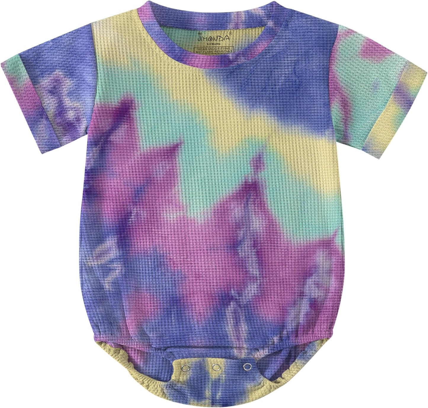 Jimonda Baby Bodysuit Newborn Tie Dye Clothes Infant Waffle One Piece Romper Baby Boys Girls Short Sleeve Jumpsuit Outfits
