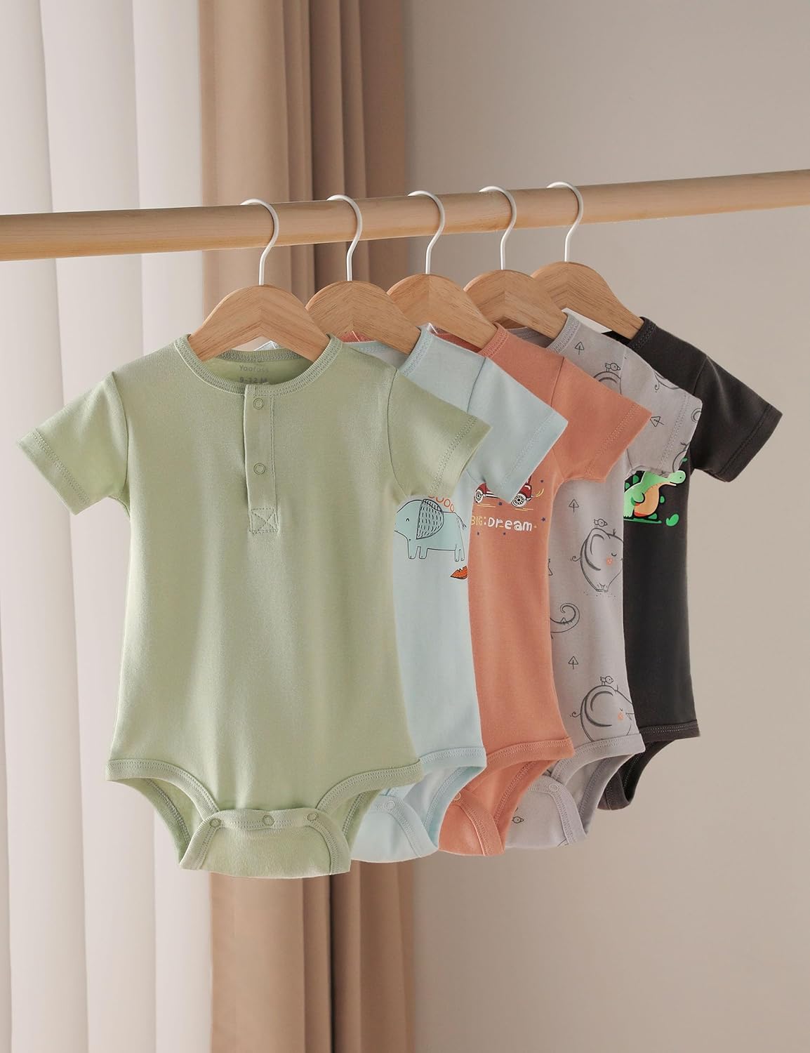 Yoofoss Baby Bodysuits 100% Organic Cotton Short Sleeve Infant Romper for Boy and Girl Baby Clothes, Soft Breathable