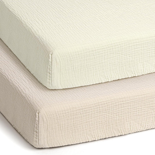 lulumoon Pack and Play Sheets Muslin: Cotton Fitted Sheets for 4moms Pack N Play - Soft Playard Sheets for Boys and Girls 2Pack