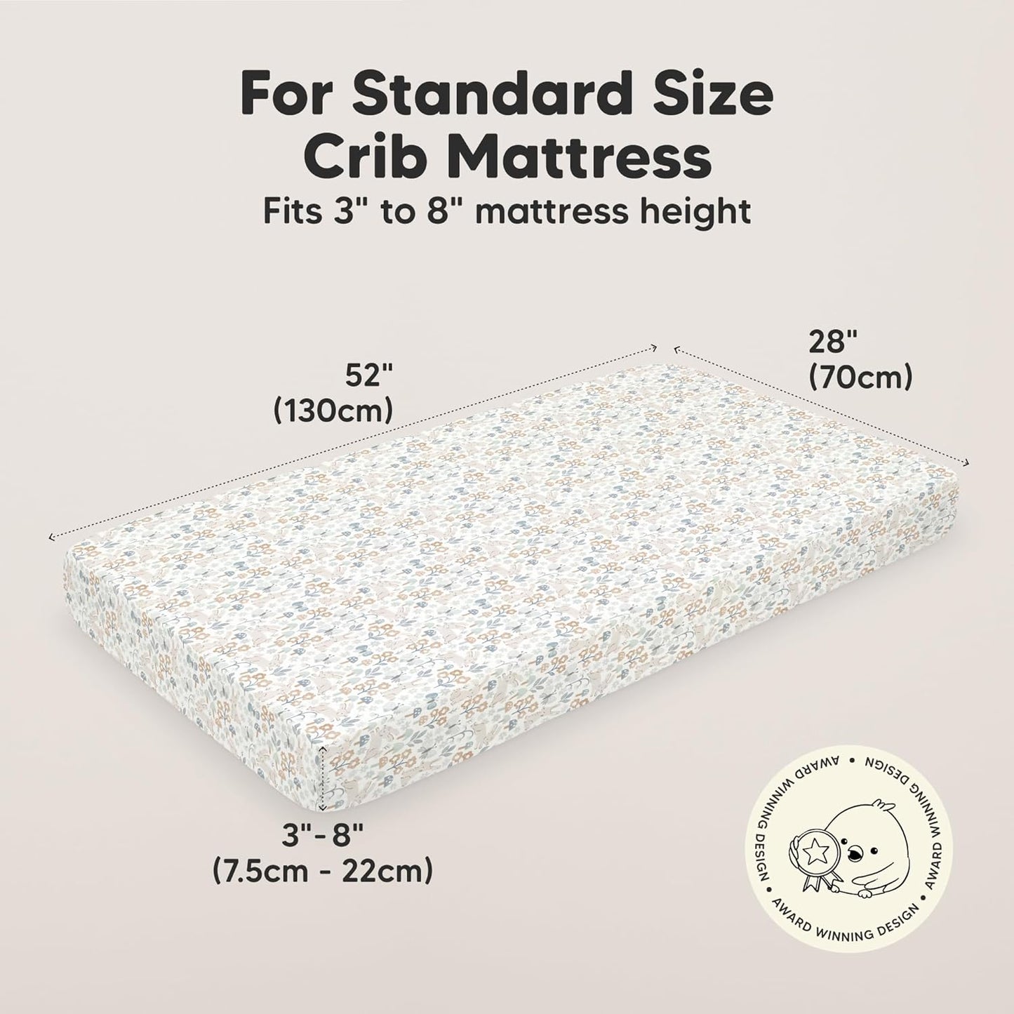 KeaBabies 2-Pack Organic Crib Sheets for Boys, Girls - 52x28 Fitted Crib Mattress Sheet Neutral, Breathable Jersey Cotton Cover for Baby Bed, Toddler Mattress, Soft & Cute Prints (Prairie)