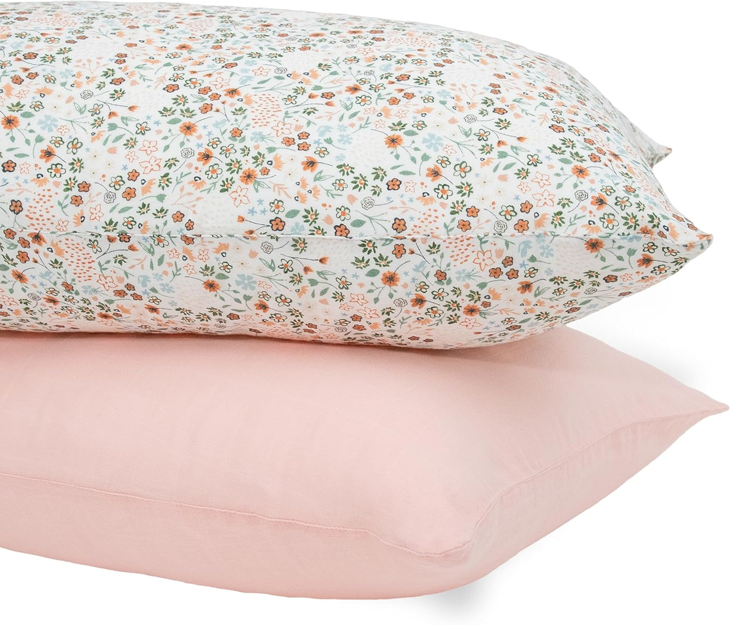 Little Unicorn Standard Pillowcase 2 Pack | Super Soft & Breathable Muslin Fabric | Snug Envelope Closure (Petal Press 2)