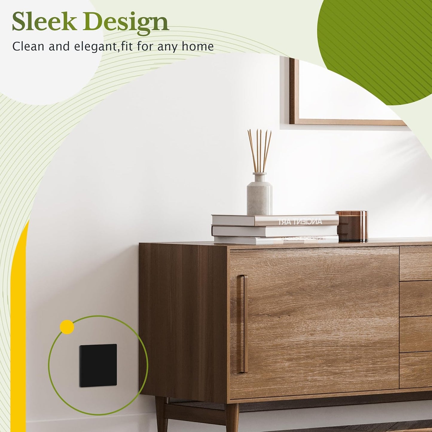 TG Screwless Double Blank Wall Plate, Child Safe Blank Device Outlet Cover, Mid-Size 2-Gang 4.88" H x 4.92" L, Polycarbonate Thermoplastic, UL Listed, SP-MB2-BK, Black (1 Pack)