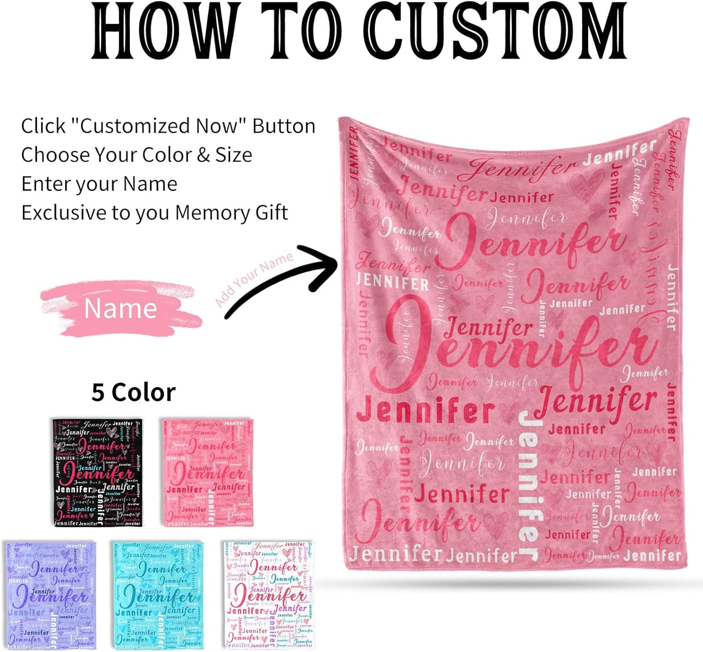 Ship Next Day, Custom Name Blanket - Printed in USA, Personalized Baby Blankets for Girls, Baby Blanket with Name, Ultra-Soft Cozy Fleece Blankets, Gifts for Boys & Girls Kids Teen Girl New Mom