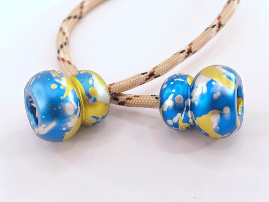 Begleri Fidget Beads - Worry Fidget Beads Spin & Bump - Made of Aluminum Alloy - for Men Women Youngs Skill Players Creates a Bit of Magic for You (Cala-Blue Yellow&White)