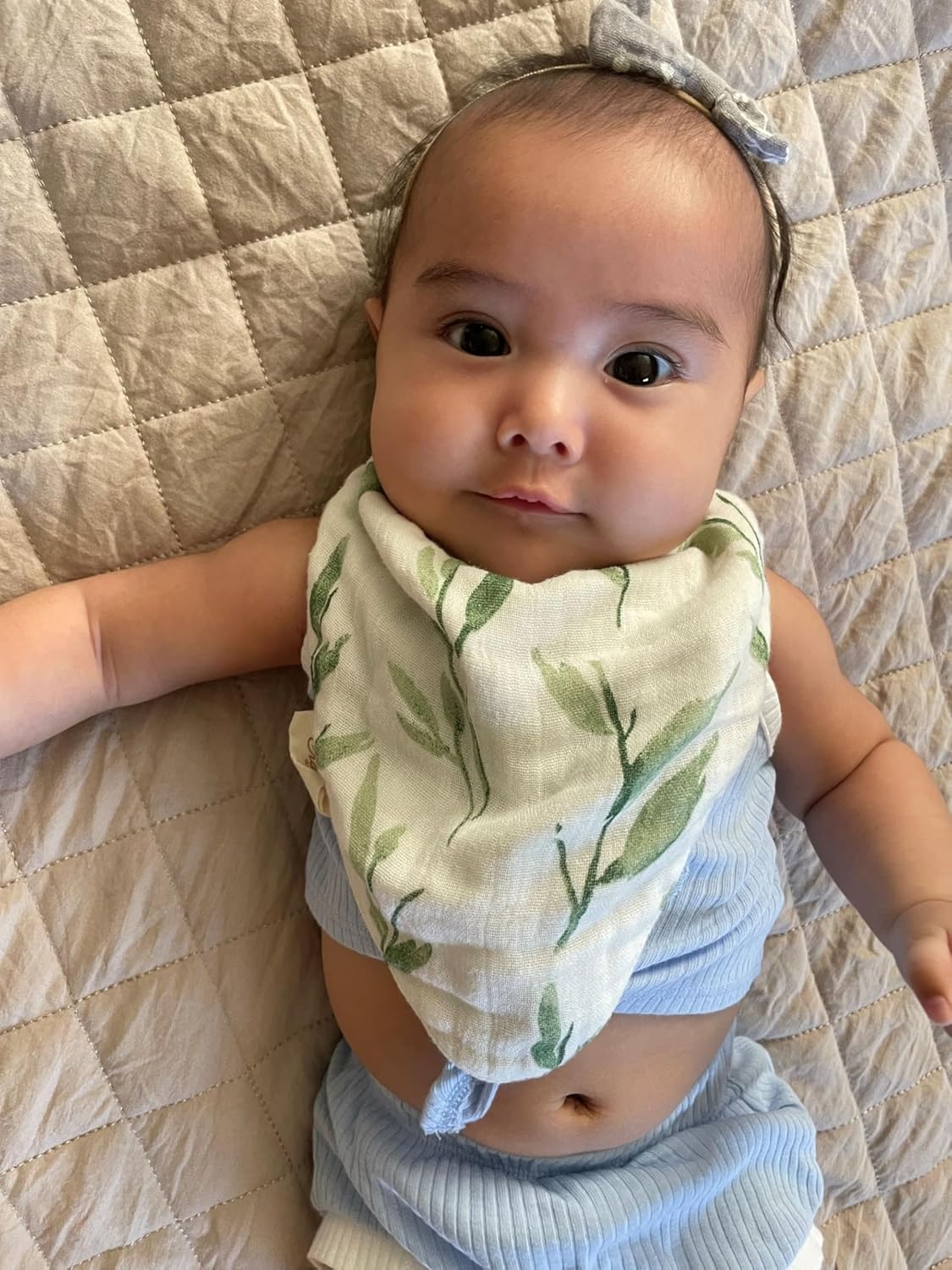 Crane Baby Soft Muslin Baby Bib Set, Adjustable and Absorbent Bandana Style Bibs for Boys and Girls, Floral, 3 Piece, 18.5” x 9”