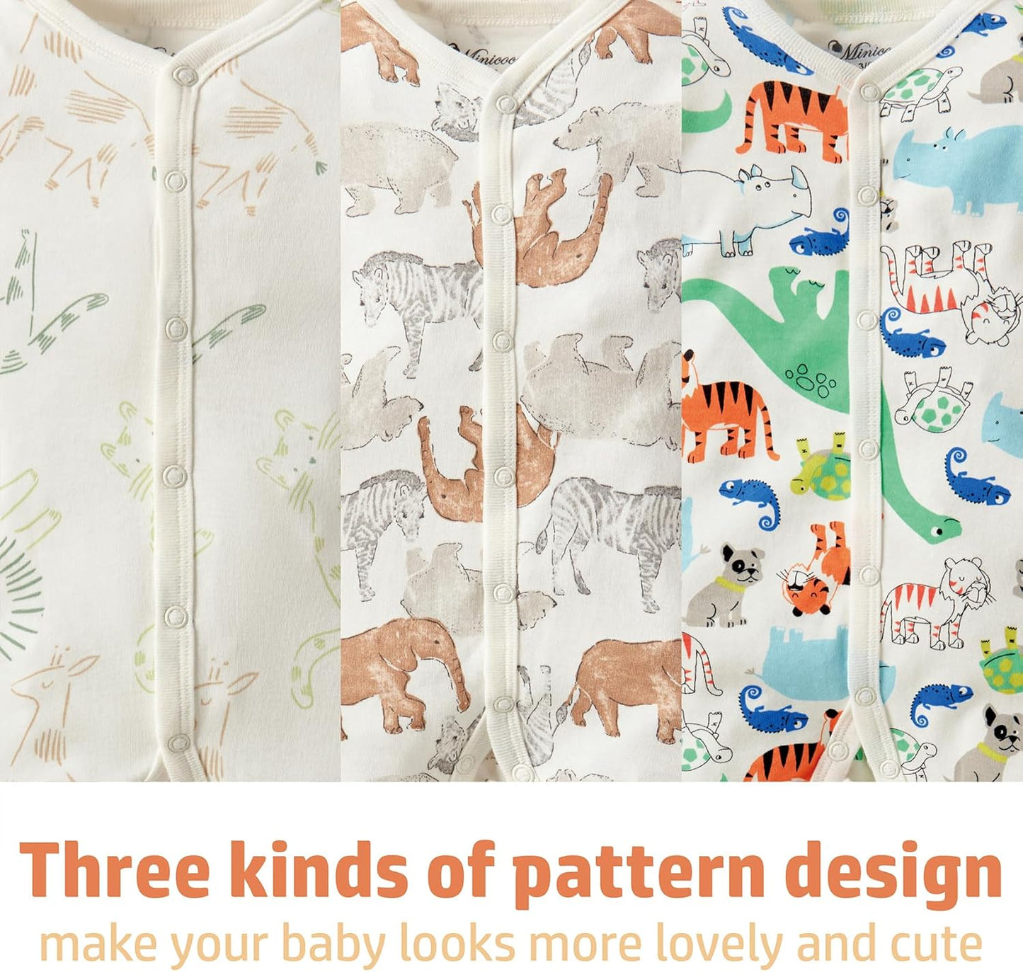 Baby Boys Girls Cotton Footies Multi Pack Long Sleeve Baby Footed One-Piece Jumpsuit Multi Pack