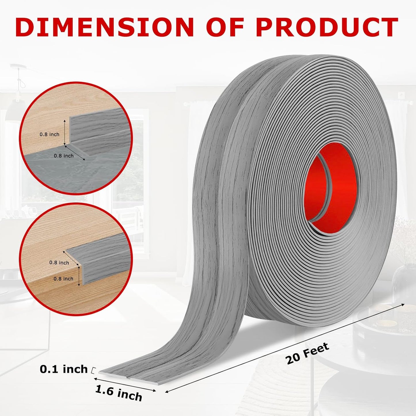 Flexible Wall Corner Protector Moulding Trim Peel and Stick Wall Corner Guards Edge Protector Self Adhesive Molding Trim Strip for Edge Ceiling (Light Gray Wood Grain, 1.6 in x 20 Ft)
