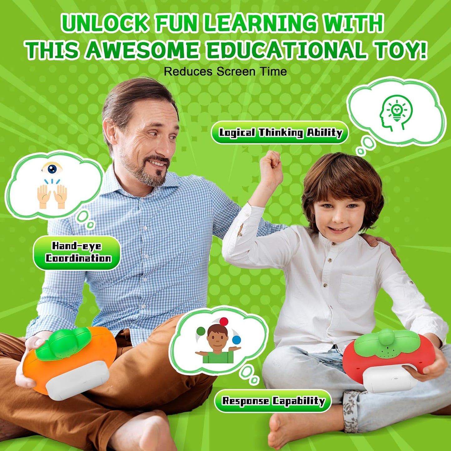 Quick Push Pop Game, Light Up Fidget Toys with 4 Modes, Fast Push Bubble Game Handheld Game for Kids 6-8 , Autism Sensory Toys Stress Relief Party Favors Birthday Gift for Kids Teens