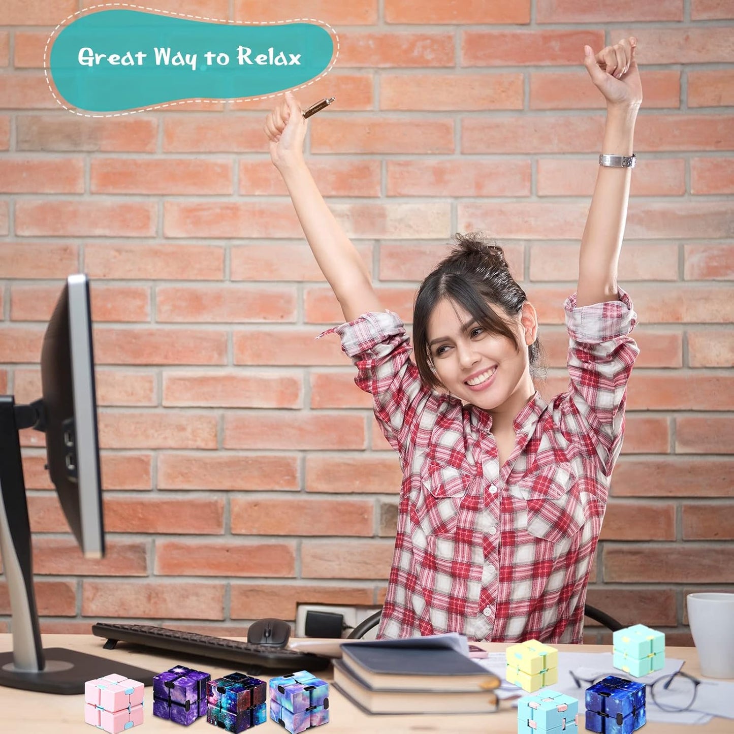 12 Pieces Mini Cube Blocks Mini Cube Desk Toy Magic Sensory Tool Blocks Puzzle Flip Cube for Teens Adults Birthday Favors (Star and Macarons)