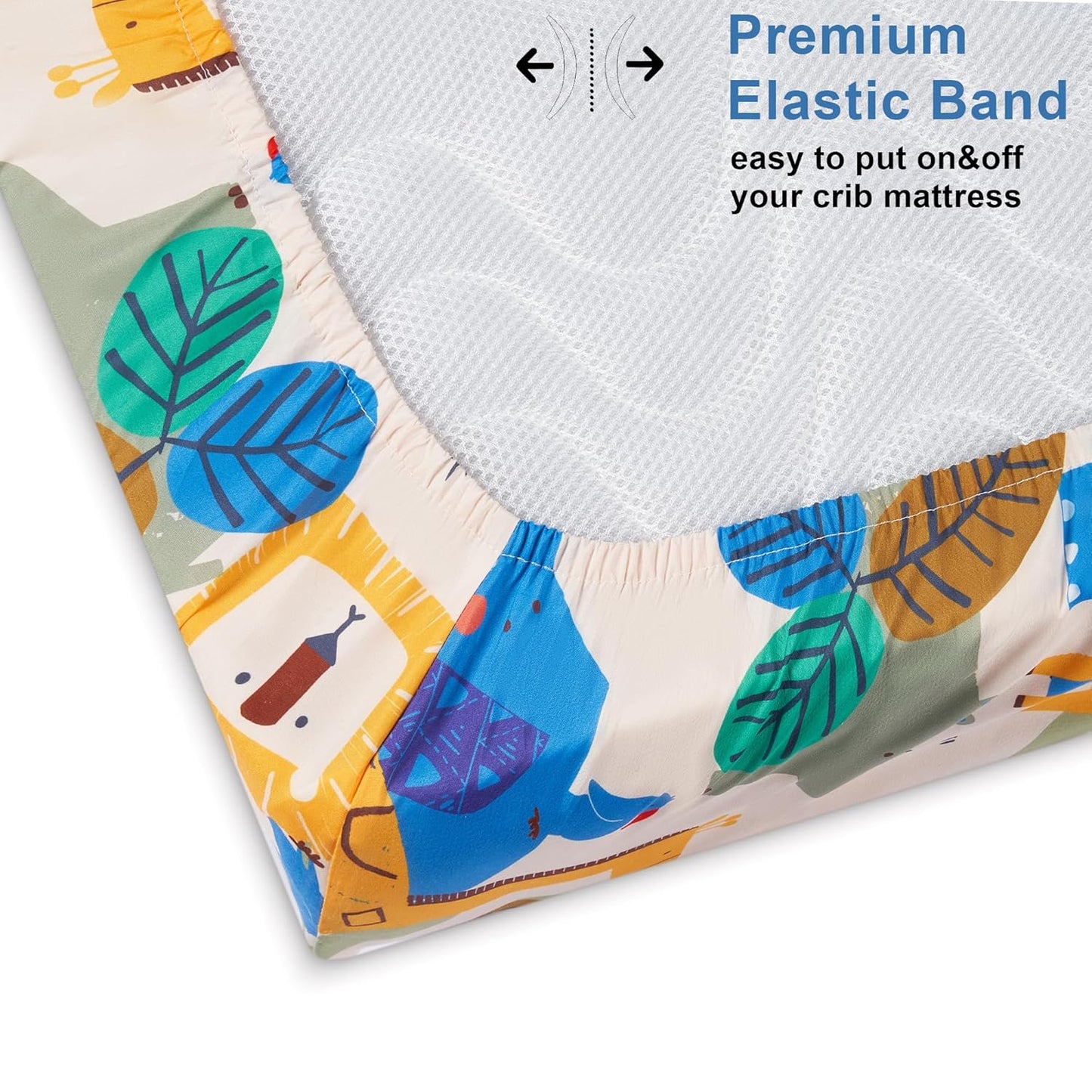 TILLYOU Baby Crib Sheets for Boys Girls, Super Soft Toddler Bed Sheets, 2 Pack Sheets for Standard Crib Mattress 28x52in, Animal Geometry