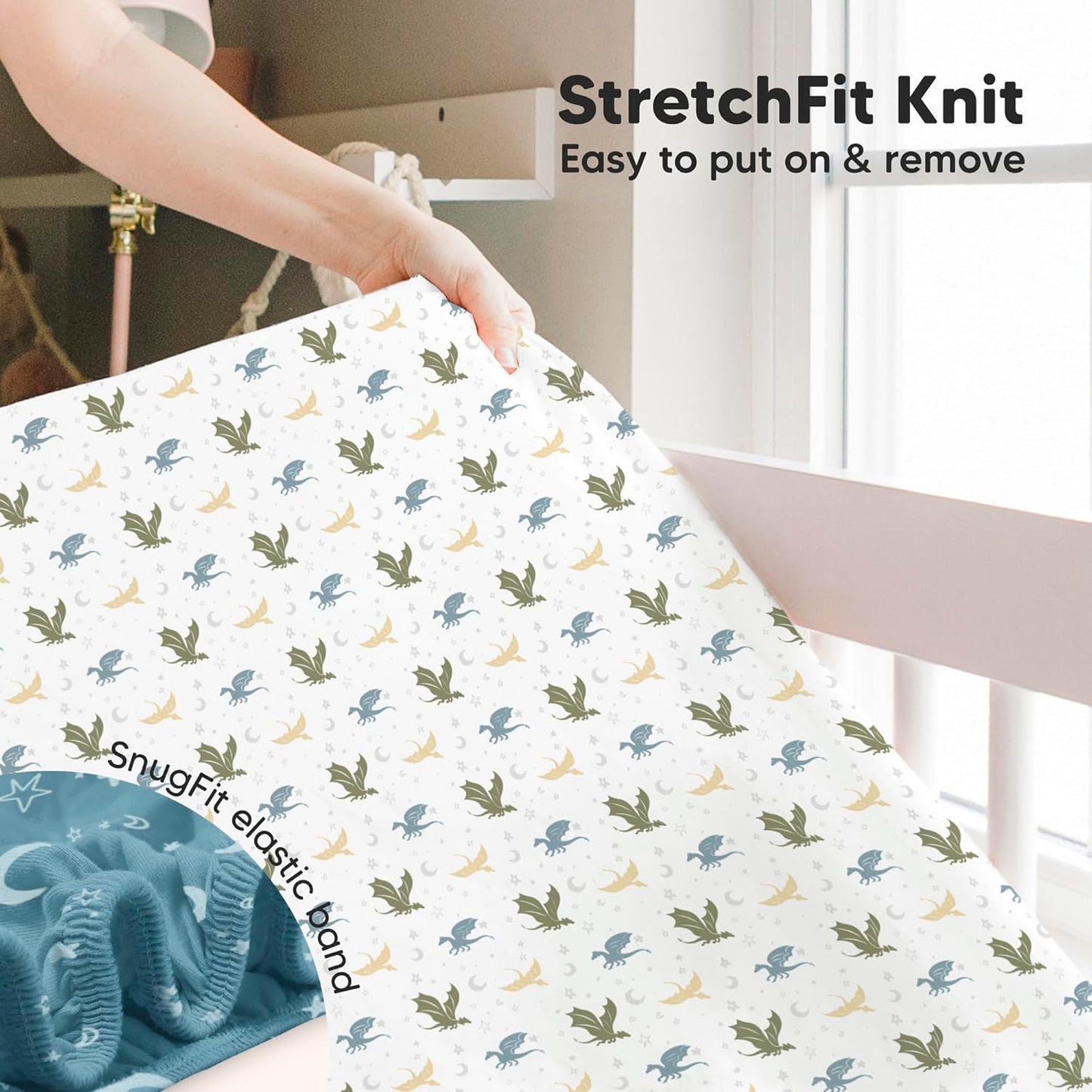 KeaBabies 2-Pack Baby Crib Sheets for Boys, Girls - 52x28 Viscose Derived from Bamboo Toddler Bed Sheets Neutral, Fitted Crib Mattress Cover for Standard Baby Bedding, Soft & Cozy (Dragon Tale)