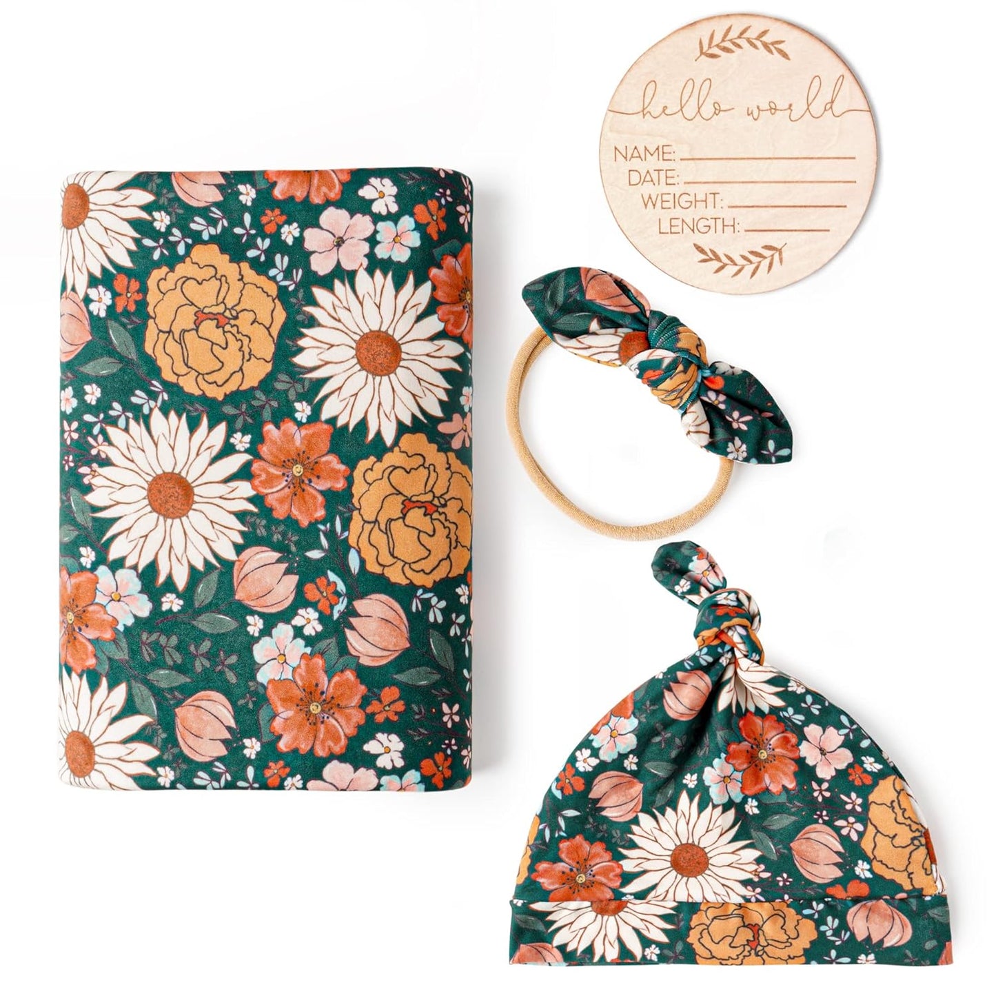 Konssy Baby Girl Newborn Receiving Blanket with Matching Headband and Beanie Set Baby Swaddle Nursery Swaddle Wrap