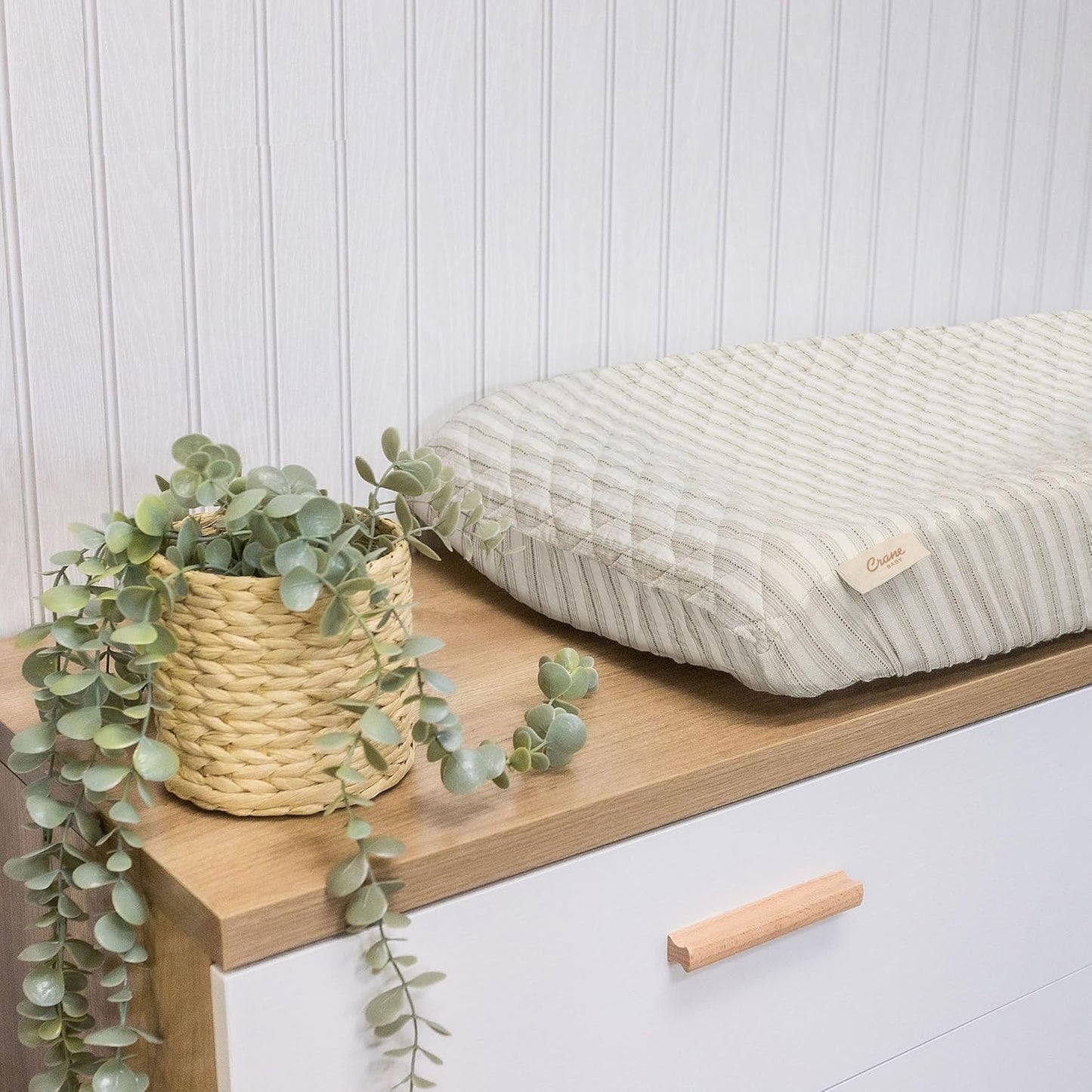 Crane Baby 100% Organic Cotton Change Pad Cover, Neutral Stripe Pattern for Boys, Girls, Unisex, Ultra-Soft GOTS Certified Cotton Cover, Perfect Registry Gift