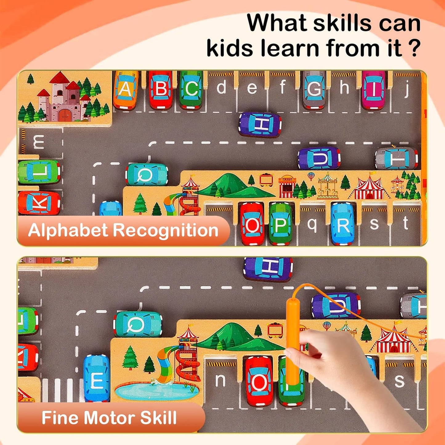 Magnetic Fidget Toys Handheld Game for Kids & Teens, Montessori Wooden Puzzle Game Board,Fine Motor Skills Educational Sensory Toys & Stress Relief Party Favors Toy &Best Gifts for Preschoolers