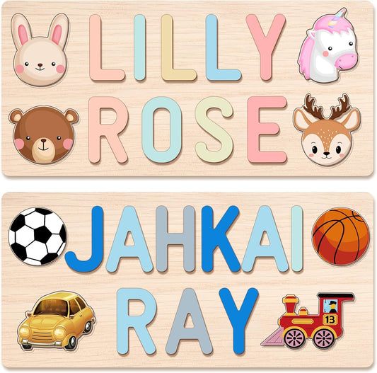 Personalized Name Puzzle for Kids Personalized Baby Gifts First Birthday for Girls & Boys Name Puzzles for Toddlers 1-3 Montessori Learning Toddler Toy Alphabet Puzzle
