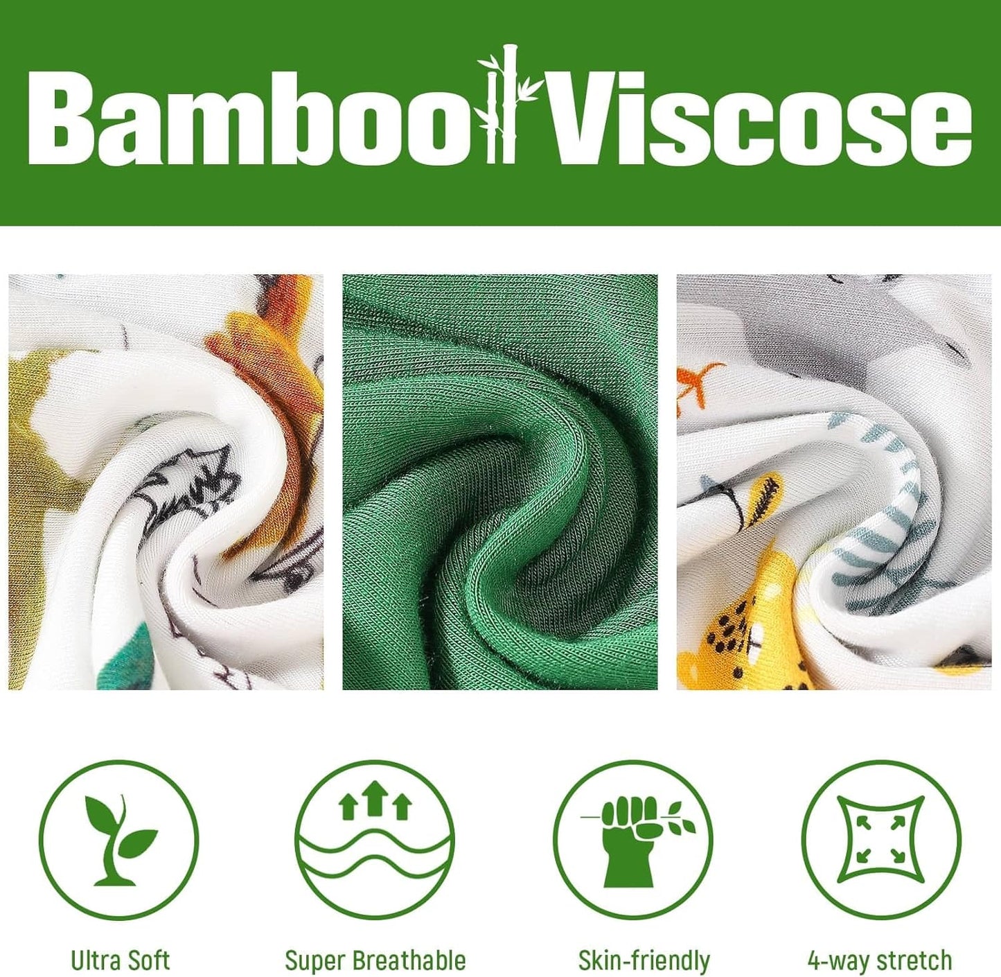 OPAWO Bamboo Baby Pajamas 3 Pack, Double Zipper Bamboo Sleepers for Baby Boy Girl Romper, Toddler Summer Clothes Outfit 0-24M