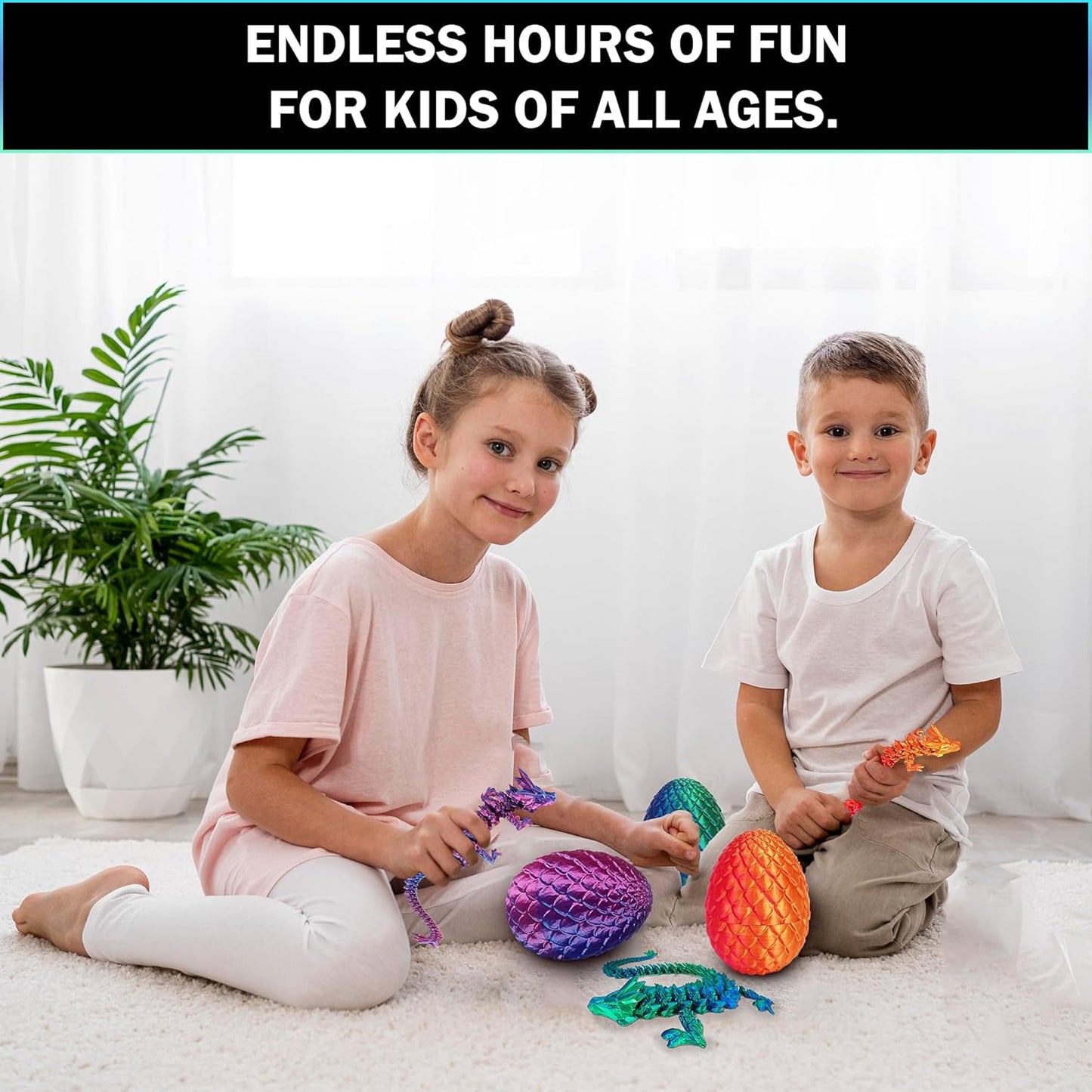 3D Printed Dragon in Egg, Full Articulated Dragon Crystal Dragon with Dragon Egg, Home Office Decor Executive Desk Toys, Adults Fidget Toys for Autism/ADHD, 12 Inches (Laser Orange)