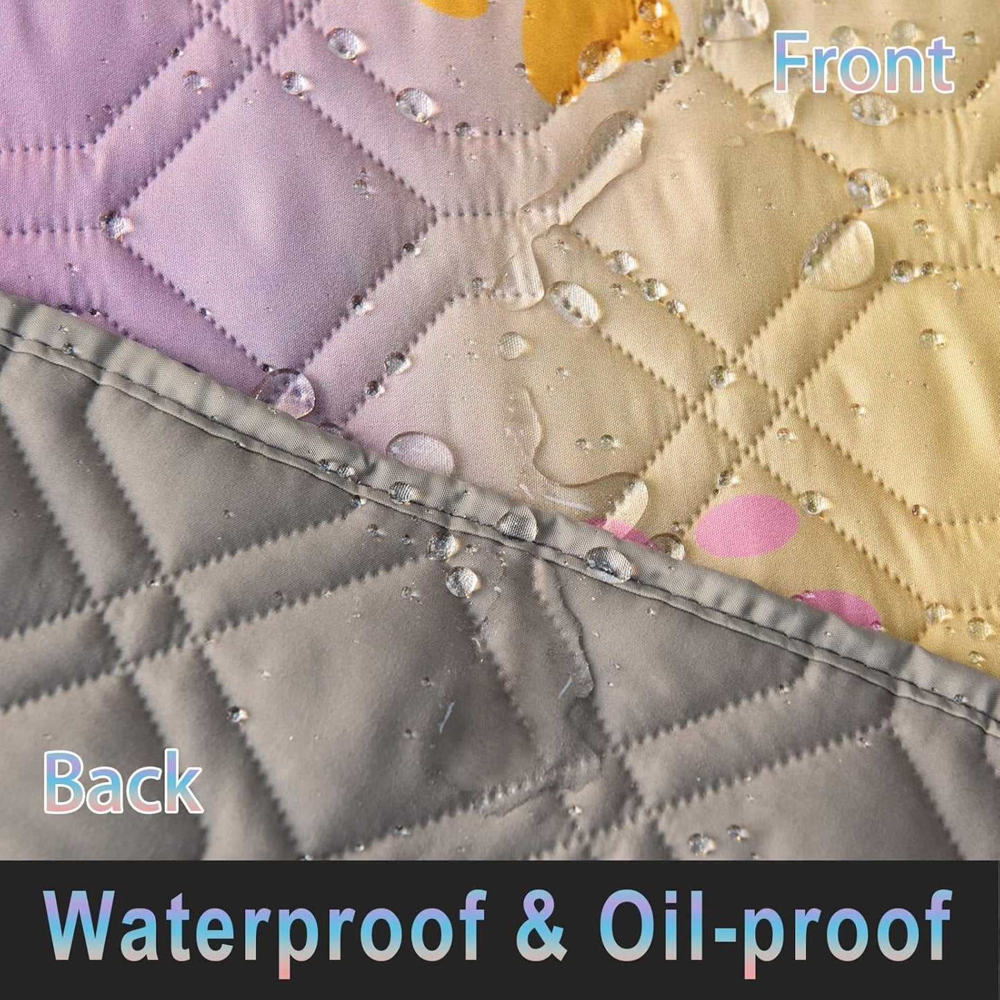 Waterproof Dog Bed Cover 30x70 inch Reversible Pad Reusable Camping Mat for Kids/Pet/Dog/Cat Washable Geometric Embroidery Blanket Patchwork Rainbow Dog Paw Printed+Gray