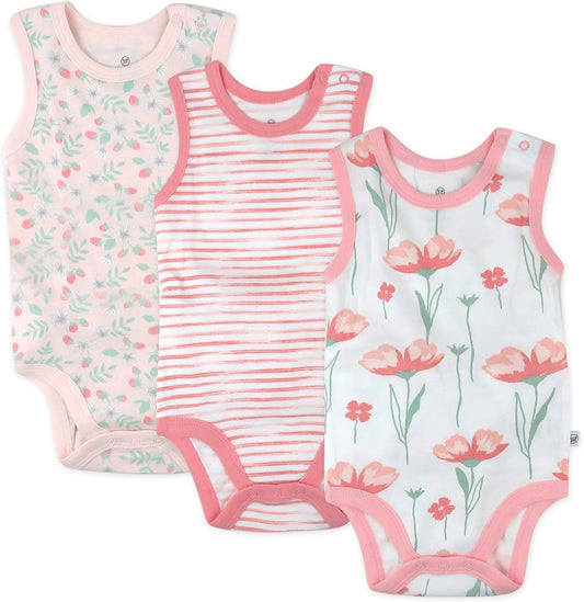 Sleeveless Bodysuits One-piece 100% Organic Cotton for Baby Boys, Girls, Unisex